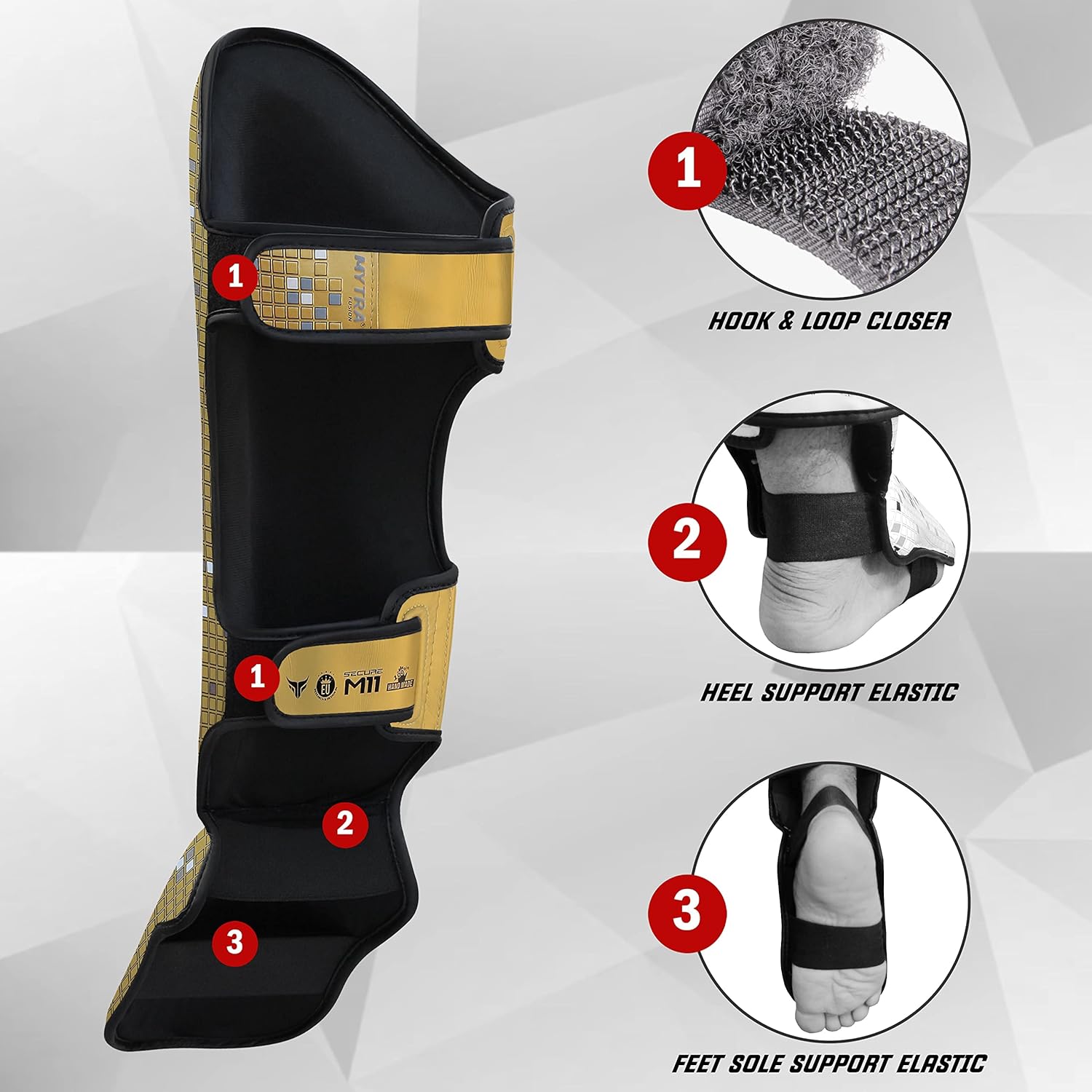 Mytra Fusion Shin Guards MMA, Muay Thai Shin Guards – Shin Instep Protection for Kickboxing, Training, BJJ, Sparring, Boxing Gear and Martial Arts