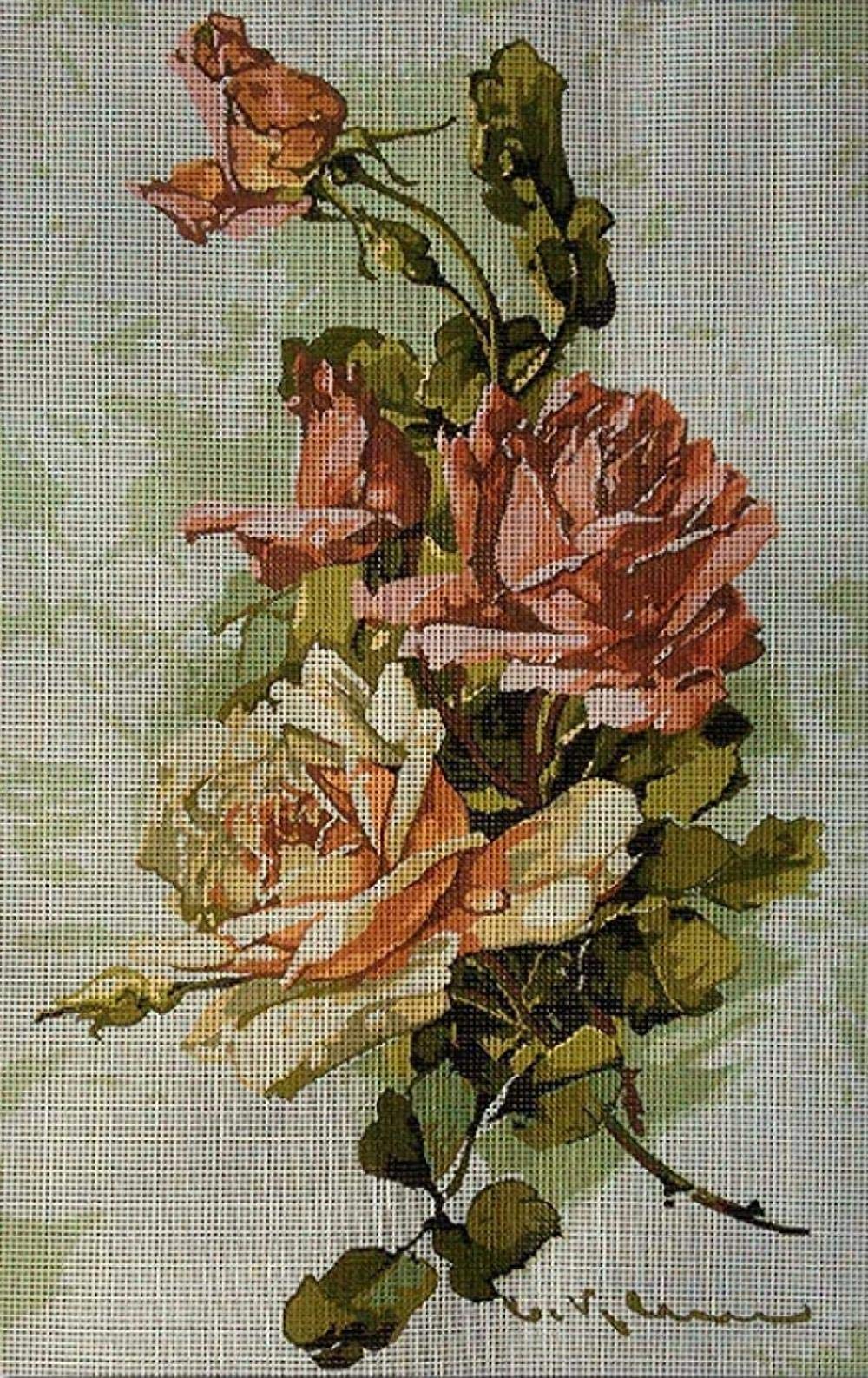 Kit broderie point de croix rose kit tapisserie DIY