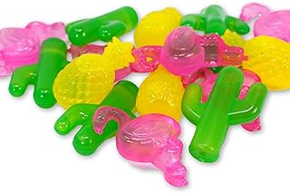 Reusable Ice Cubes - Summer Luau Tropical Themed - Cactus Flamingo Pineapple - Colored Ice Cubes for Cocktails Beer Wine Whiskey Party Drink Favors - BPA Free - Purified Water Filled - 18 Pieces