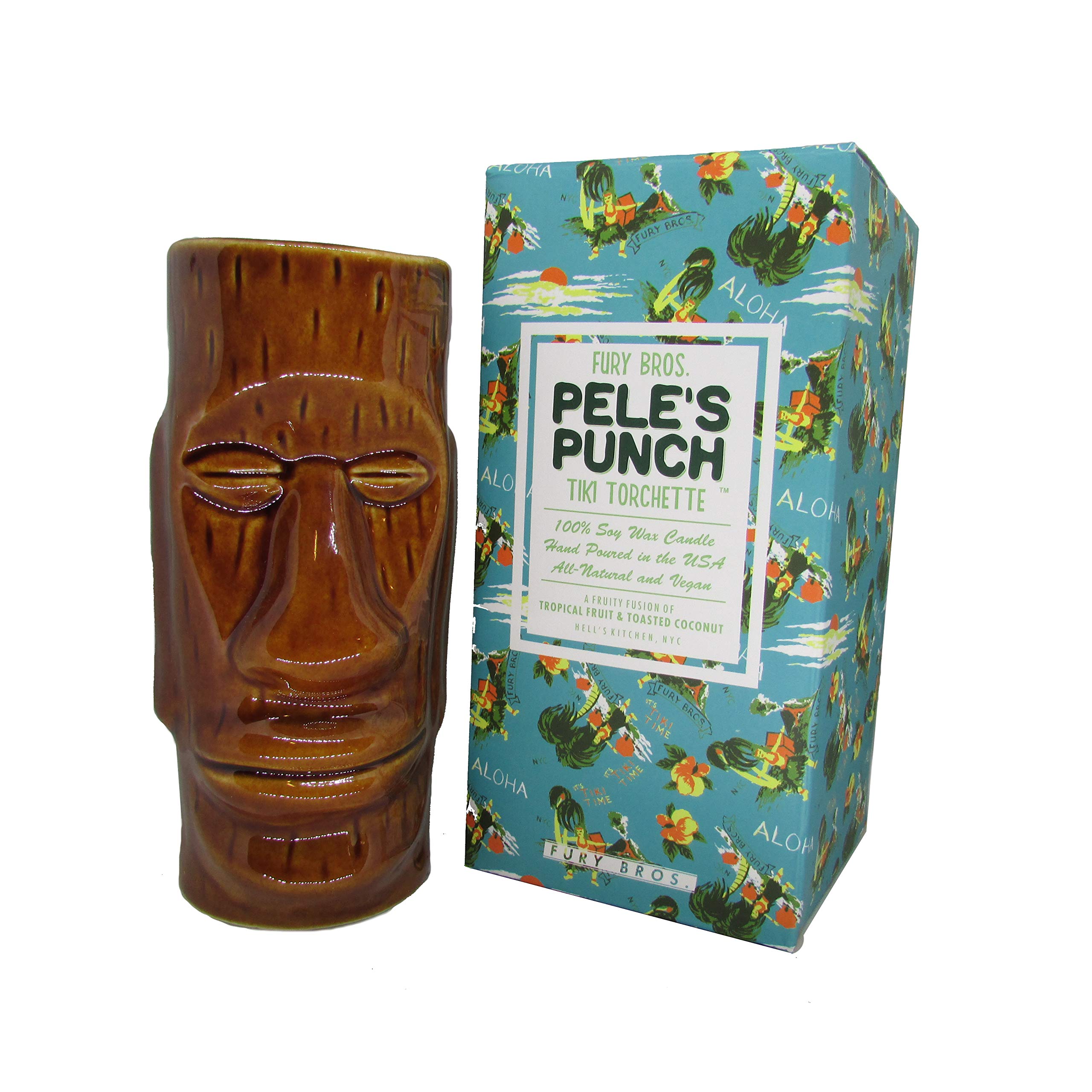 Tiki Torchette Candles from Fury Bros. | A 70-Hour Transport to The Tropics | Pele’s Punch - A Fusion of Tropical Fruit & Toasted Coconut | Soy Wax, Vegan Friendly | Hand Poured in The USA, 12 oz
