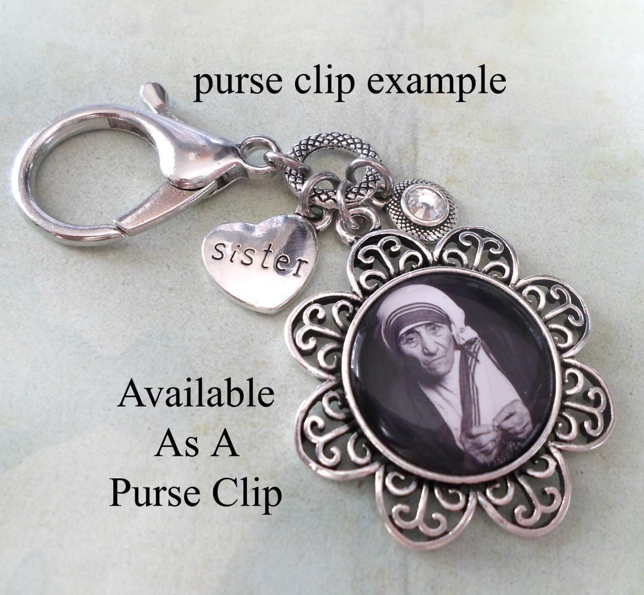 Horse Lover, Saint Ann Patron Saint of Equestrians, Peaceful Journey. Lovely Setting Comes in a Necklace, Saddle/Backpack Clip, Keychain, Purse Clip.