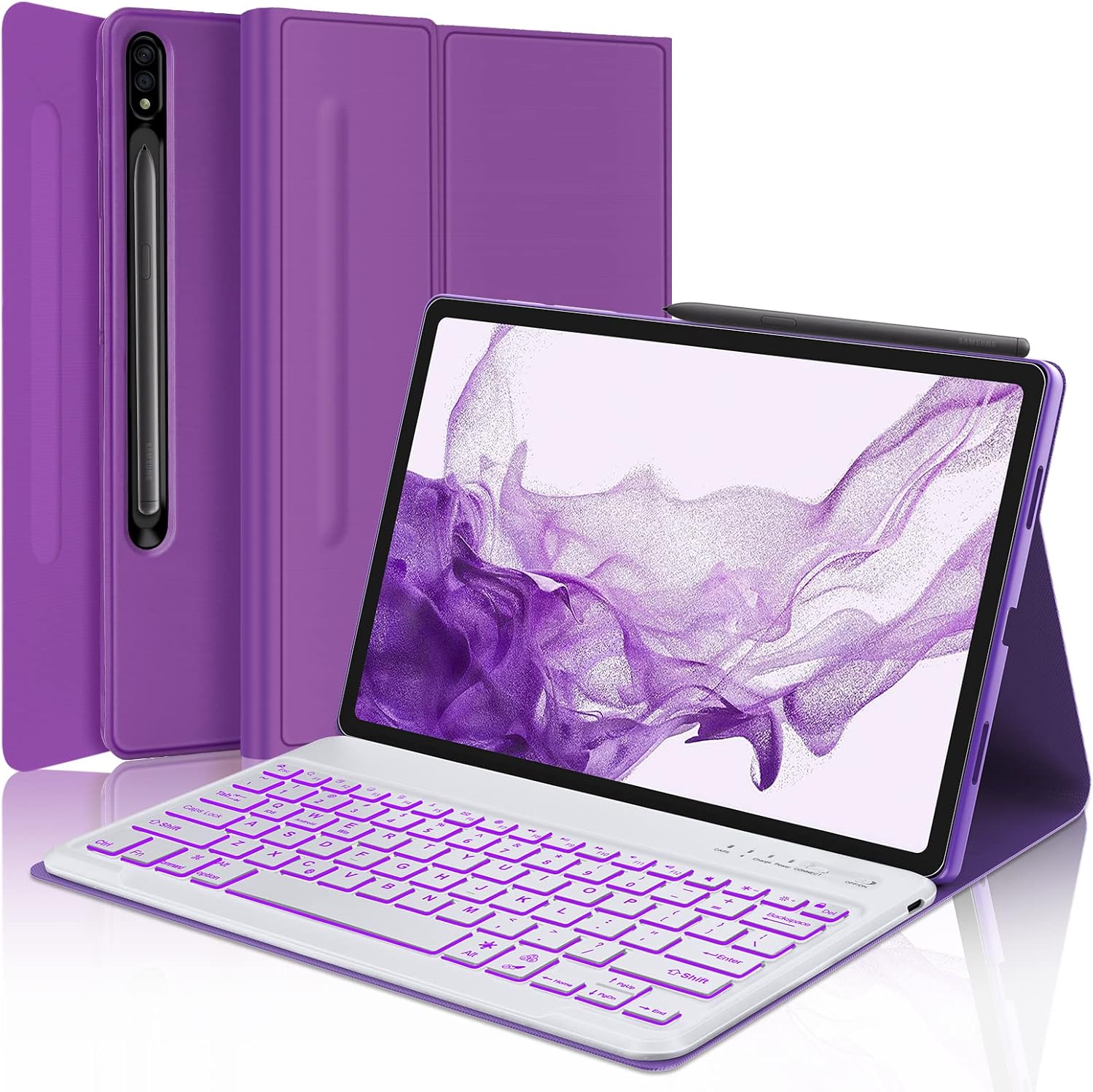 Galaxy Tab S7 FE Case with Keyboard, SENGBIRCH Keyboard Case for