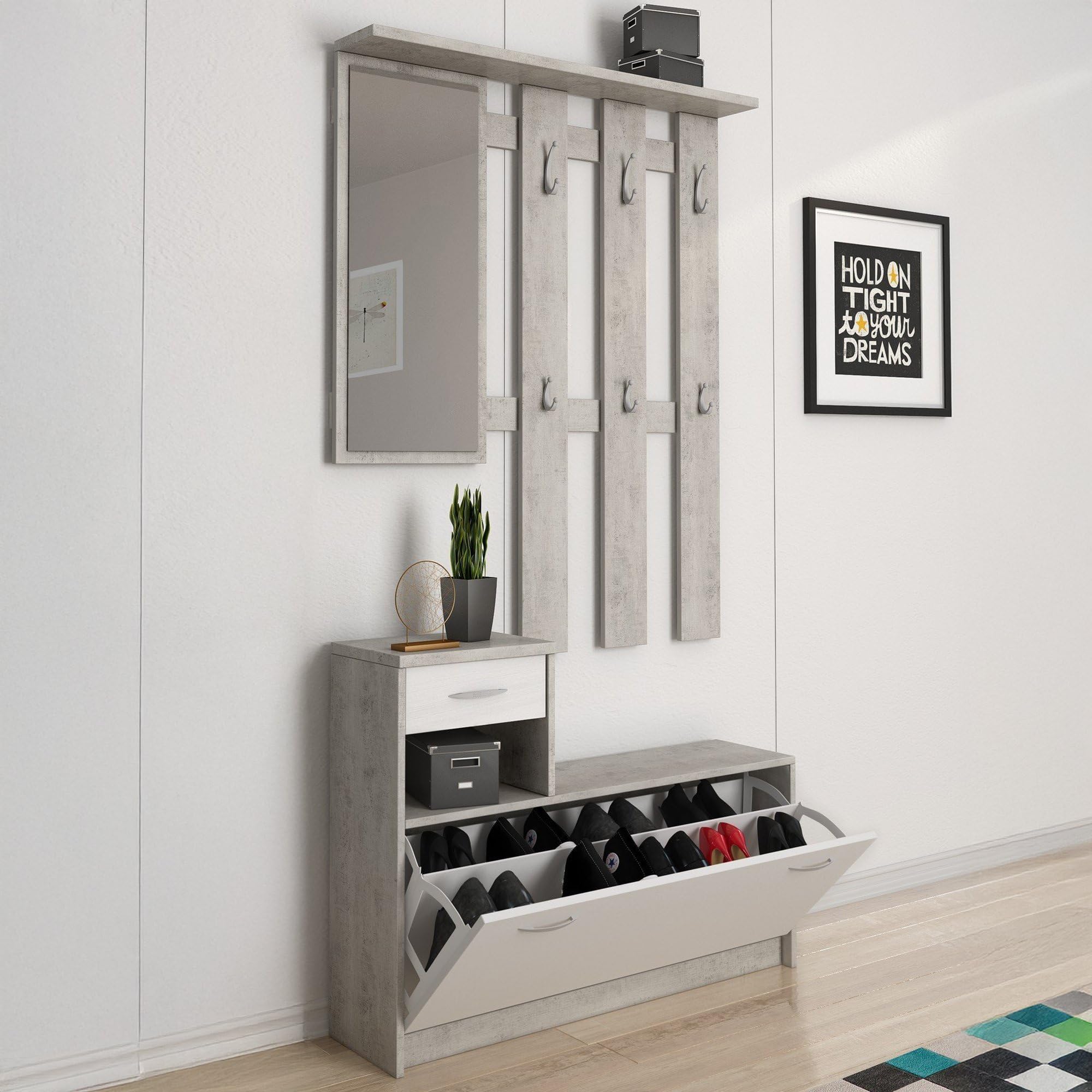 CALITAN FURNITURE FACTORY SP Z O.O. MOBILE DA INGRESSO KEN CEMENTO E LARICE BIANCO