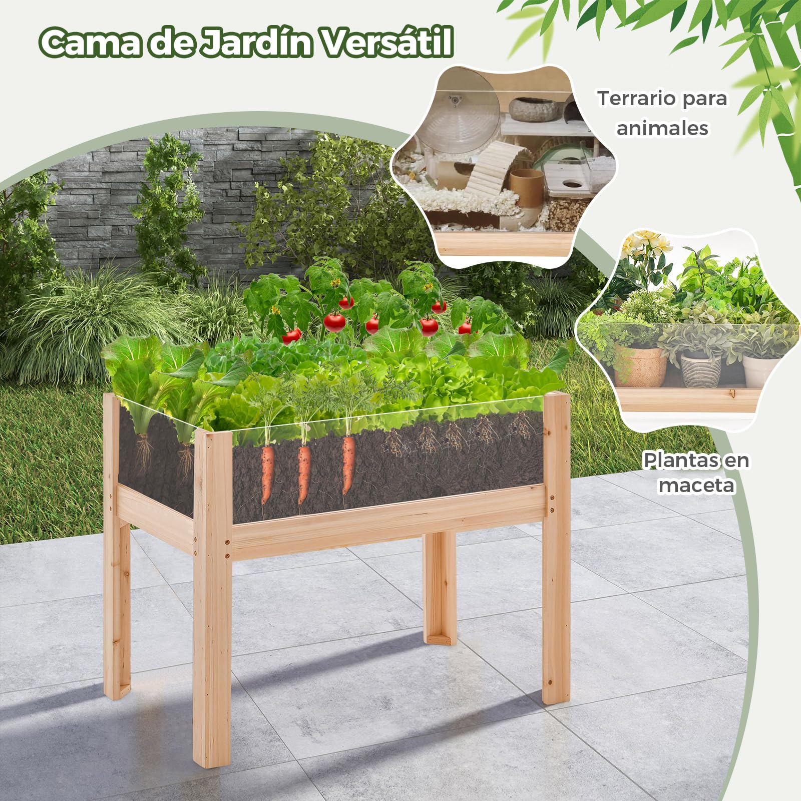 Huerto Urbano Cama Elevada Para Jardín Con Patas Caja De Plantas Elevada De  Madera Huerto Elevado, image size:1600x1600