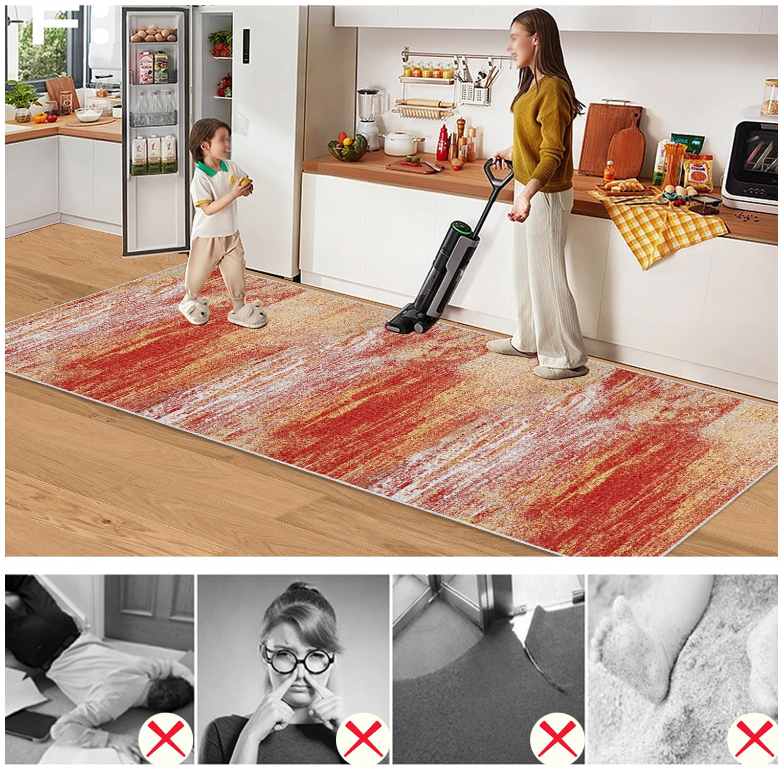 Dywan Długi Korytarz 60 x 180 cm Dywan Chodnik Kuchenny Antypoślizgowy Dywan Chodnik Chodnik Antypoślizgowy Zmywalny Dywan Kuchenny Do Wejścia, Przedpokoju i Sypialni