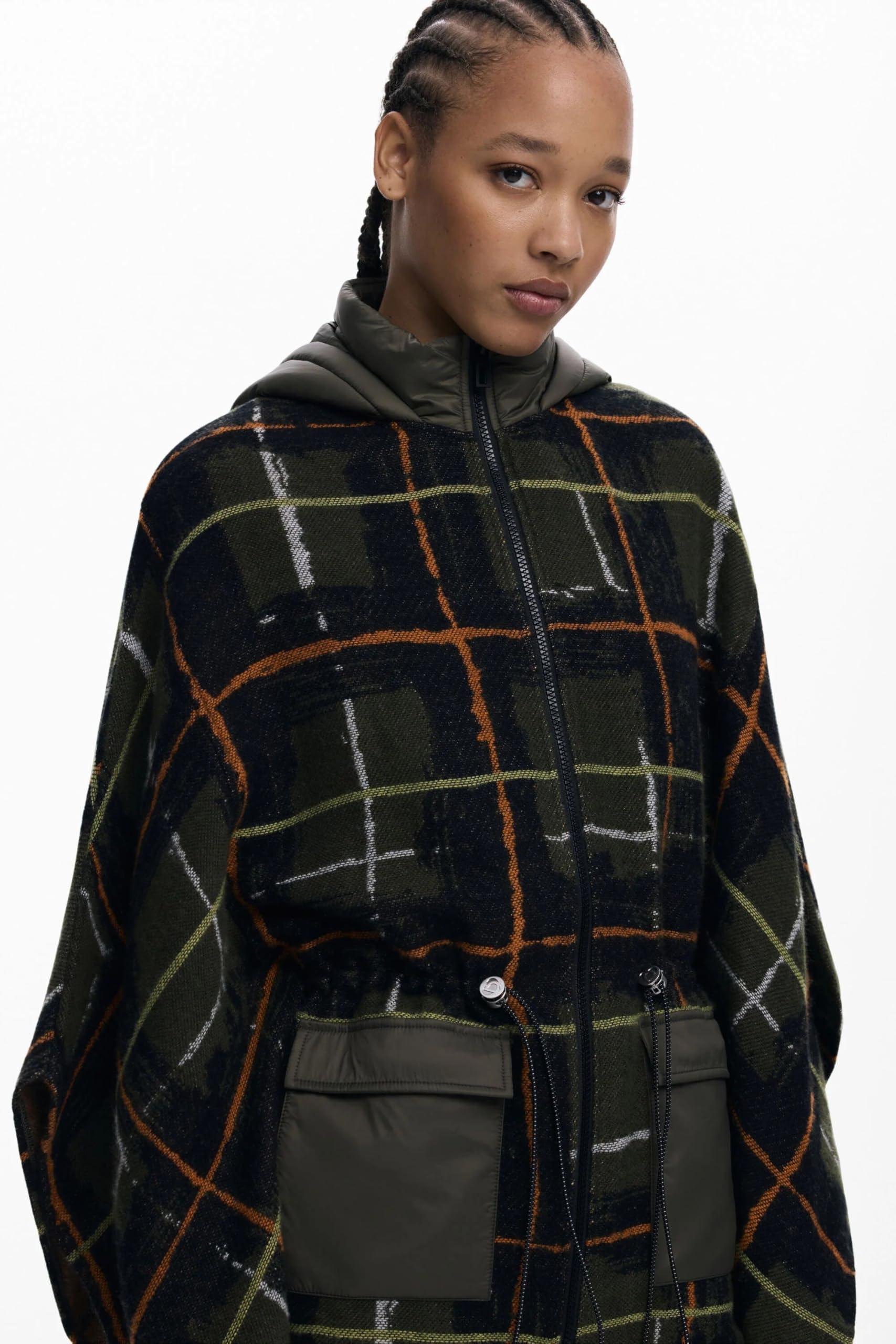 Desigual PONCHO_CHECKS KHAKI ALDAM, 4002 KHAKI, U