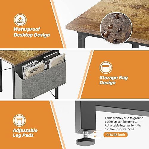 Miniatura 4 de YSSOA Escritorio para espacios pequeños con ganchos para auriculares, diseño moderno y simple, adecuado para estudio, oficina en casa y habitación