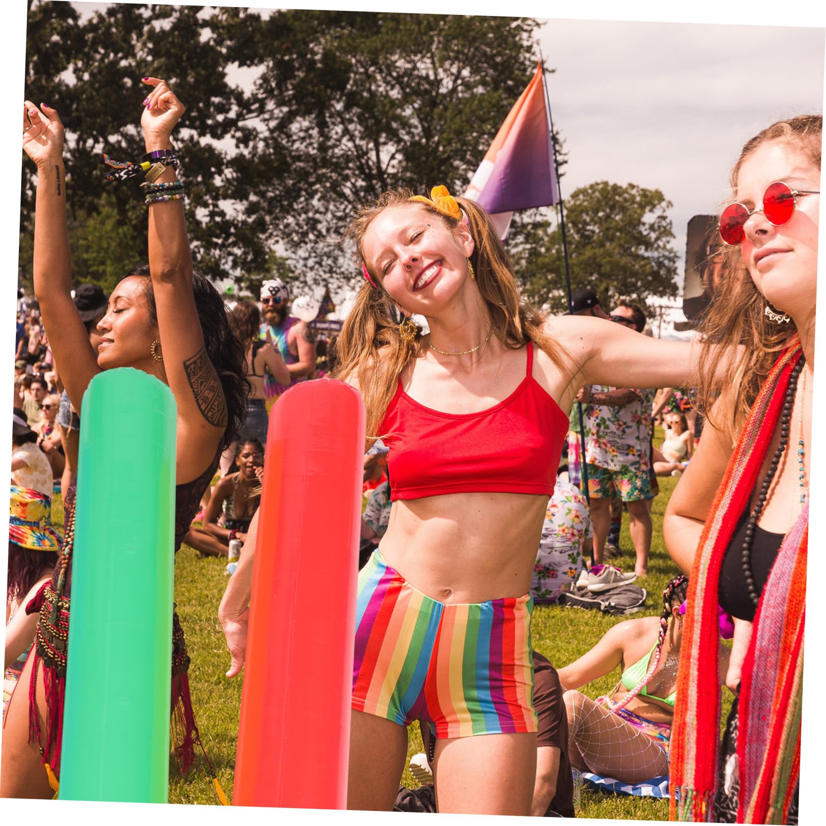 GLEAVI 8Pcs Inflatable Thunder Sticks for Noisemakers for Parties and Concerts Lightweight Reusable Cheer Sticks Bright Colors