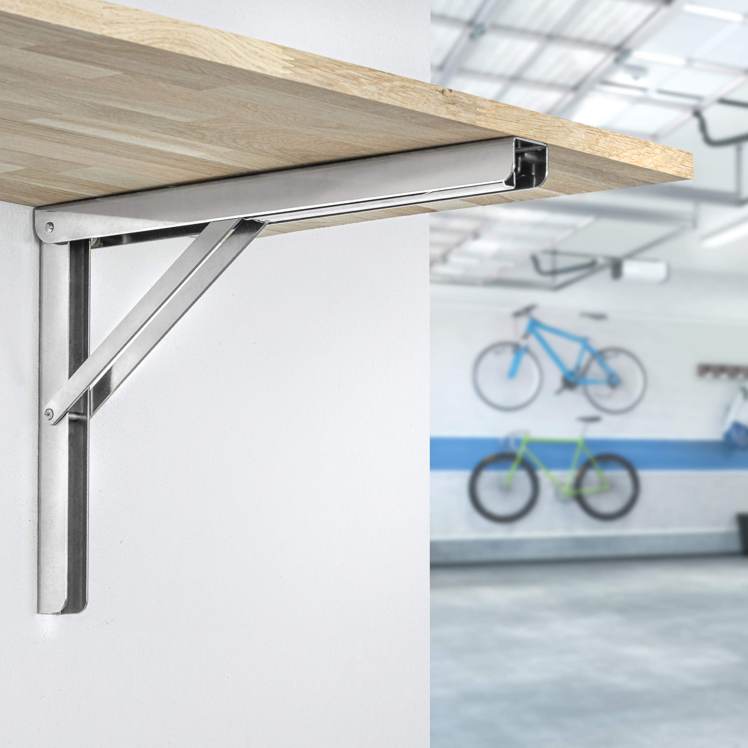 Gedotec Consola Plegable Plegable Profi Line - Acero Inoxidable, 400 x 36 x 270 mm