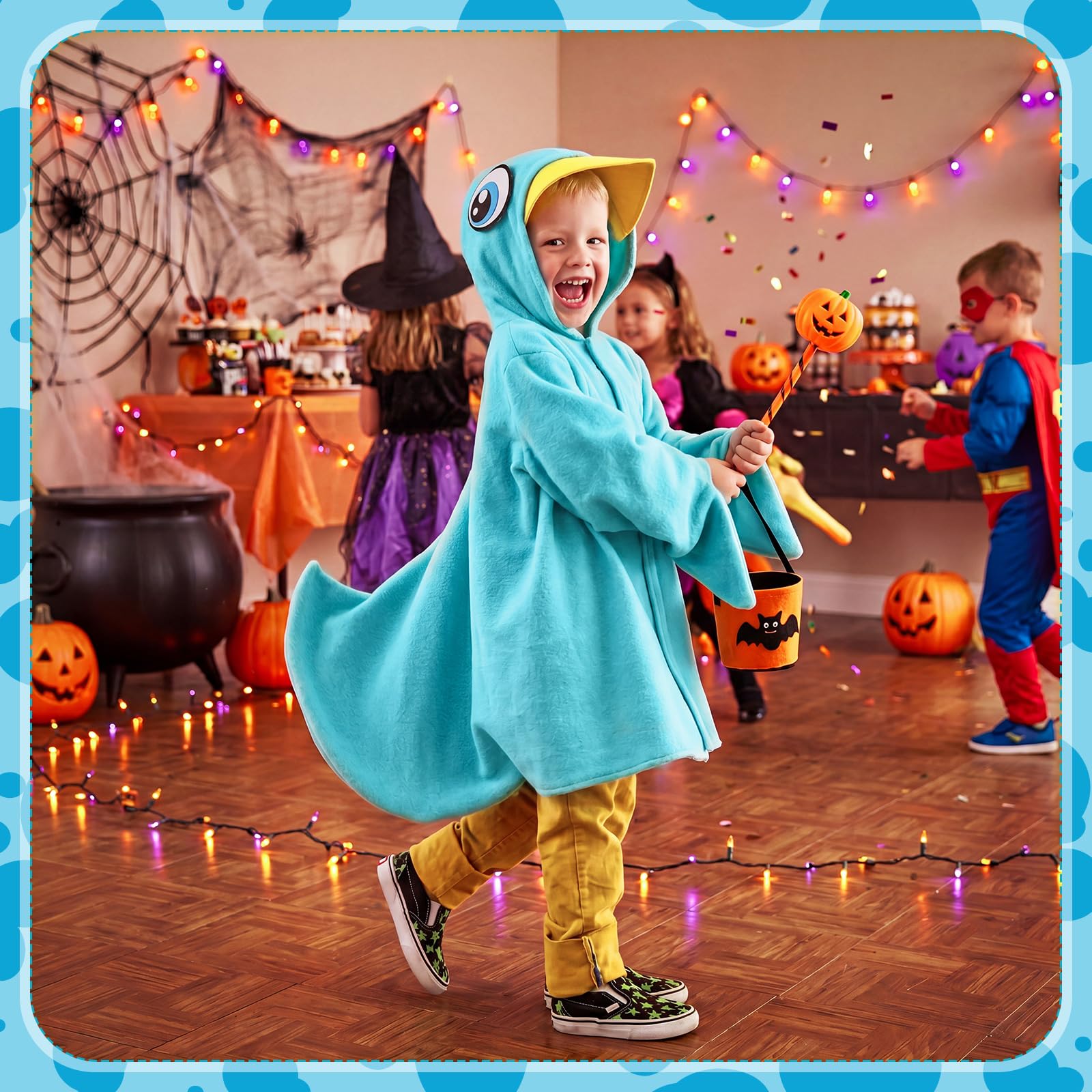 Janmercy Costume da piccione di Halloween per bambini con cappuccio corto piccione mantello uccello costume per Halloween animale Cosplay partito