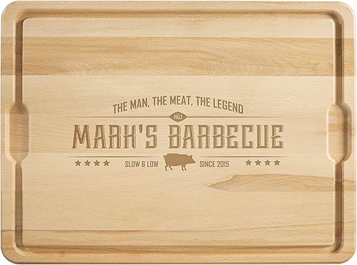 Personalization Universe Tabla de cortar de madera dura personalizada  "The Man, The Meat, The Legend" - Tabla de cortar grabada personalizada,