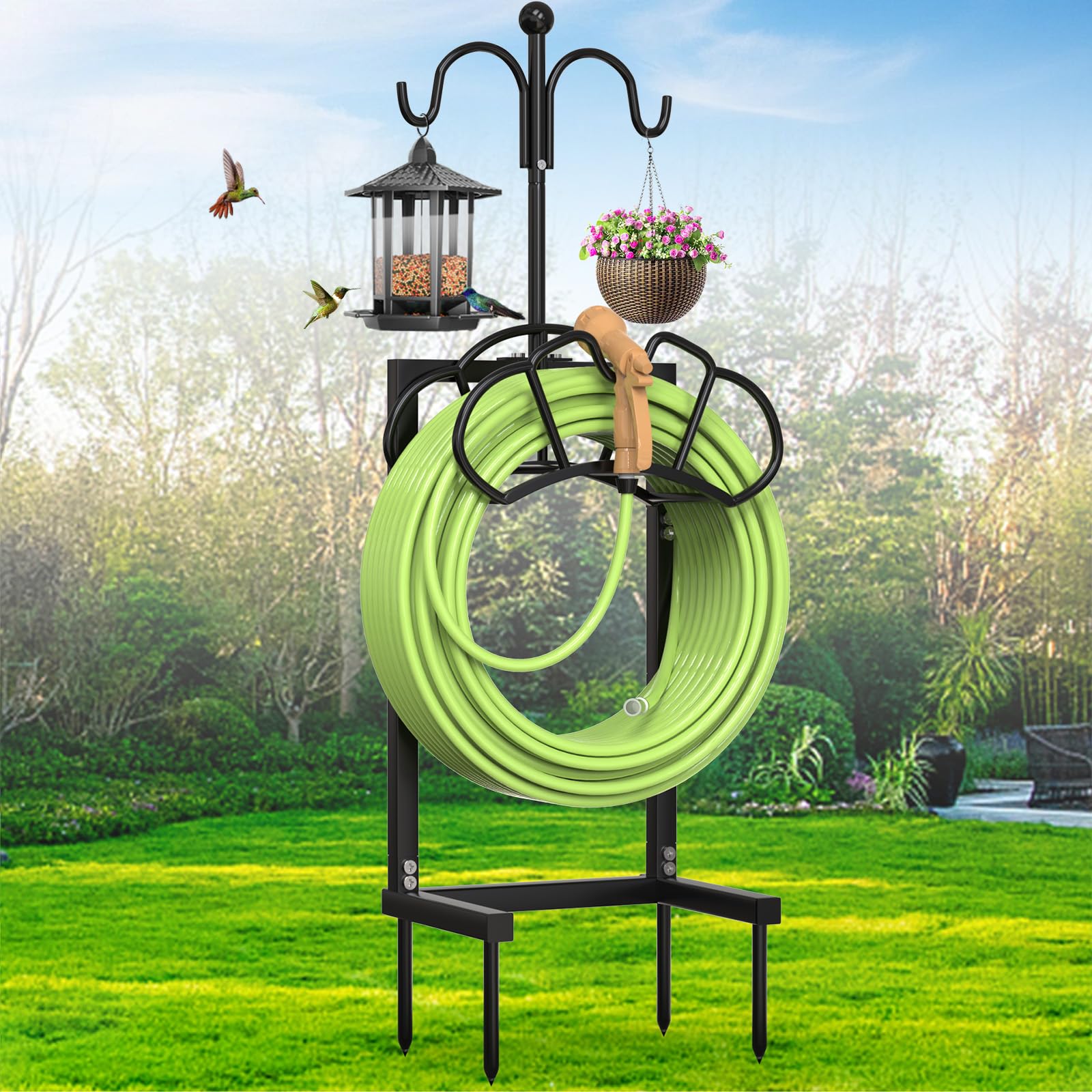 Garden Hose Holder Heavy Duty With 5 Ground Spikes - Freestanding Hose ...