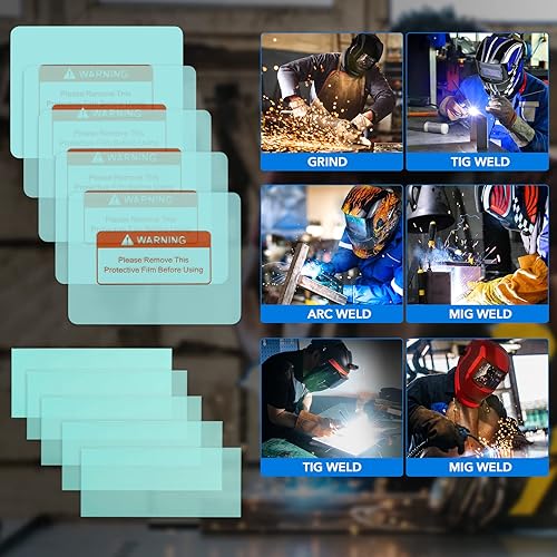 Miniatura 8 de Lente de repuesto para casco de soldadura, cubierta exterior transparente para oscurecimiento automático, casco de soldadura, 5 exteriores (4.5 x