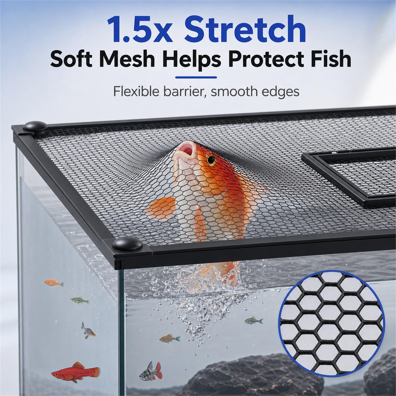 Tapas De Acuario,Red Magnética Anti-Salto para Acuario,Cubierta De Pantalla para Acuario,con Ventana pequeña de alimentación,Buena Ventilación,para Oficina Vestíbulo Tienda de Mascotas