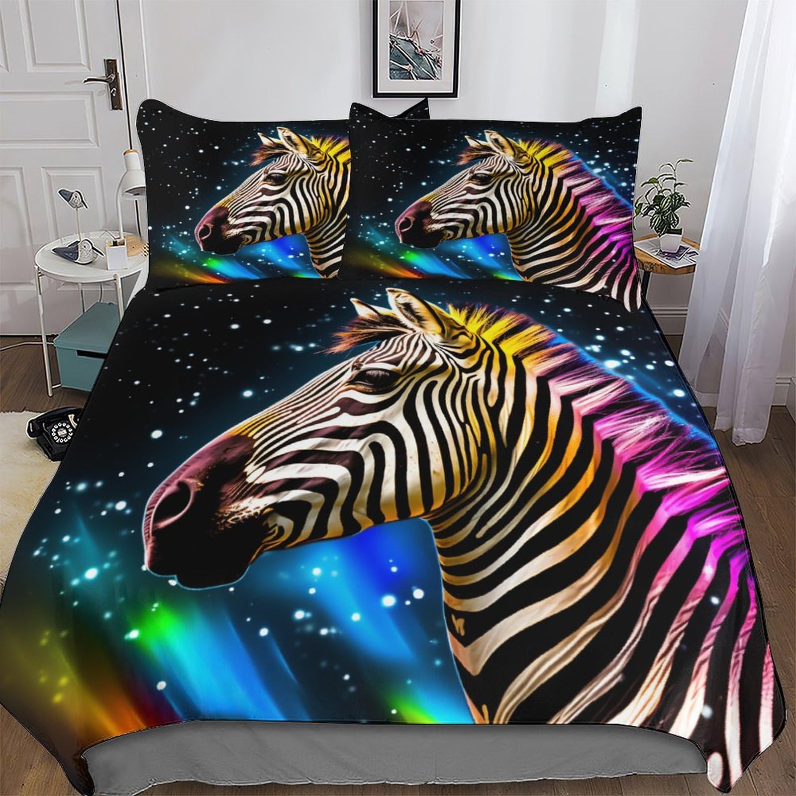 Zebra Bedding Set Duvet Cover Set 3D Comforter Cover 3 Pieces Bedspread Cover For Kids Teens Microfiber Easy Care And Super Soft Poly Cotton Quilt Cover King (220x240cm) — image 1