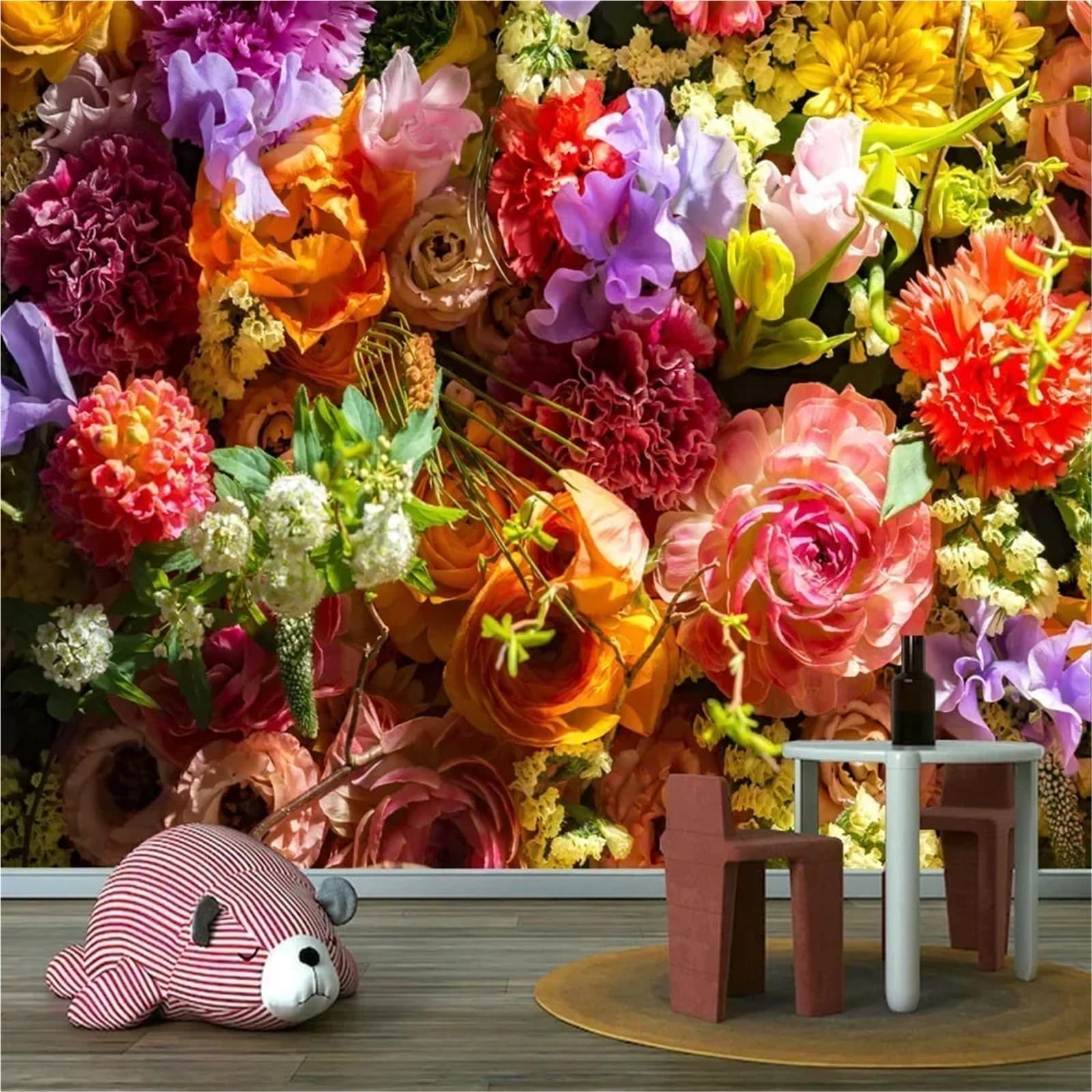 RYQZHHY Floral Peel Stick Wallpaper Multi Style Rose Floral Waterproof Peel and Stick Wall Mural for Living Room and TV Background Layout(Picture 15)