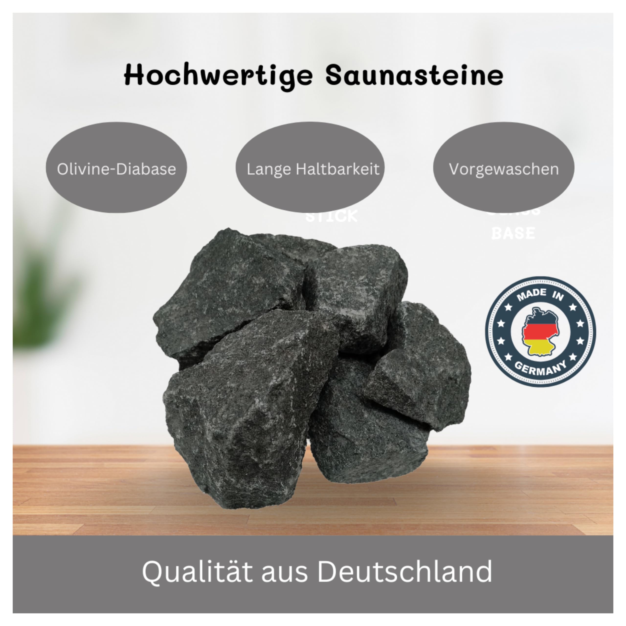 Saunasteine 20 kg Olivine-Diabase Super XXL Größe 13cm bis 20 cm Schadstofffrei, Hand ausgewählt Sauna Aufgussmittel geeignet für Elektro- oder Holzsaunaöfen Saunazubehör TÜV geprüft Asbest frei