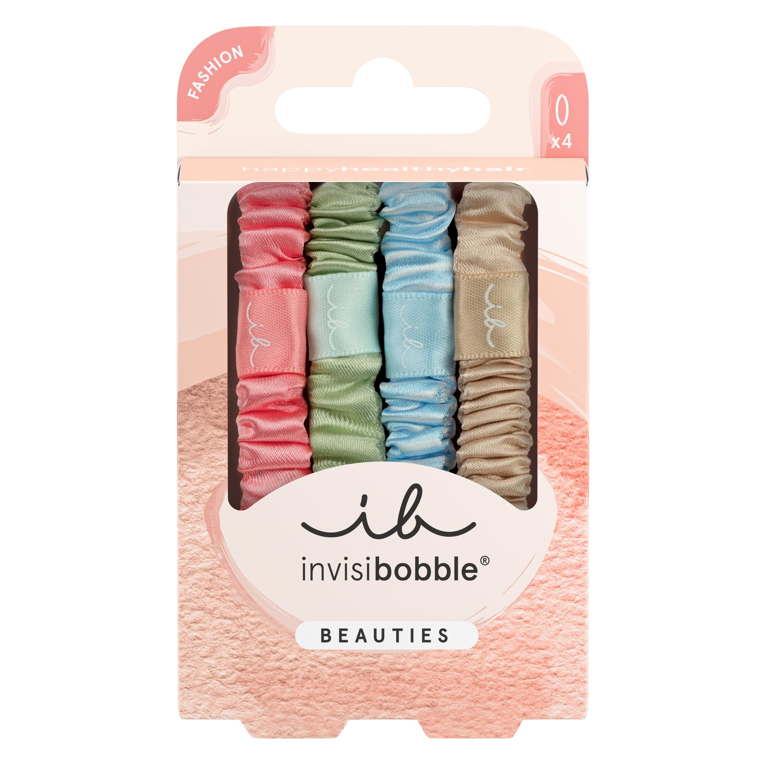 invisibobble Gumka do włosów Beauties Satin Sorbet (4 sztuki) – satynowe gumki do włosów dla kobiet – delikatne gumki z jedwabną powierzchnią – do warkocza, kokad i eleganckich fryzur