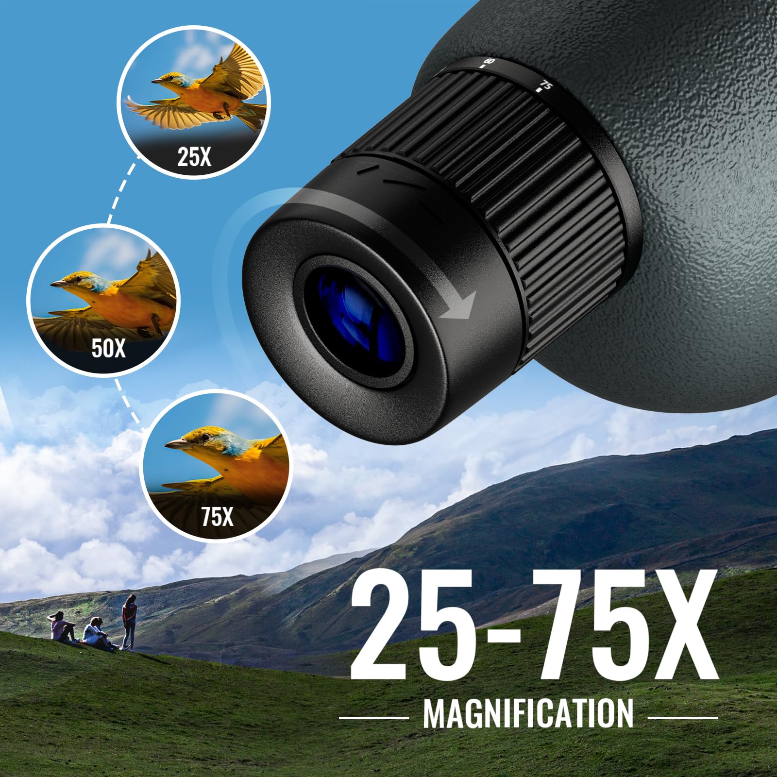 25-75X60 Spotting Scope For Shooting Hunting - Spotter Scopes With - View #11