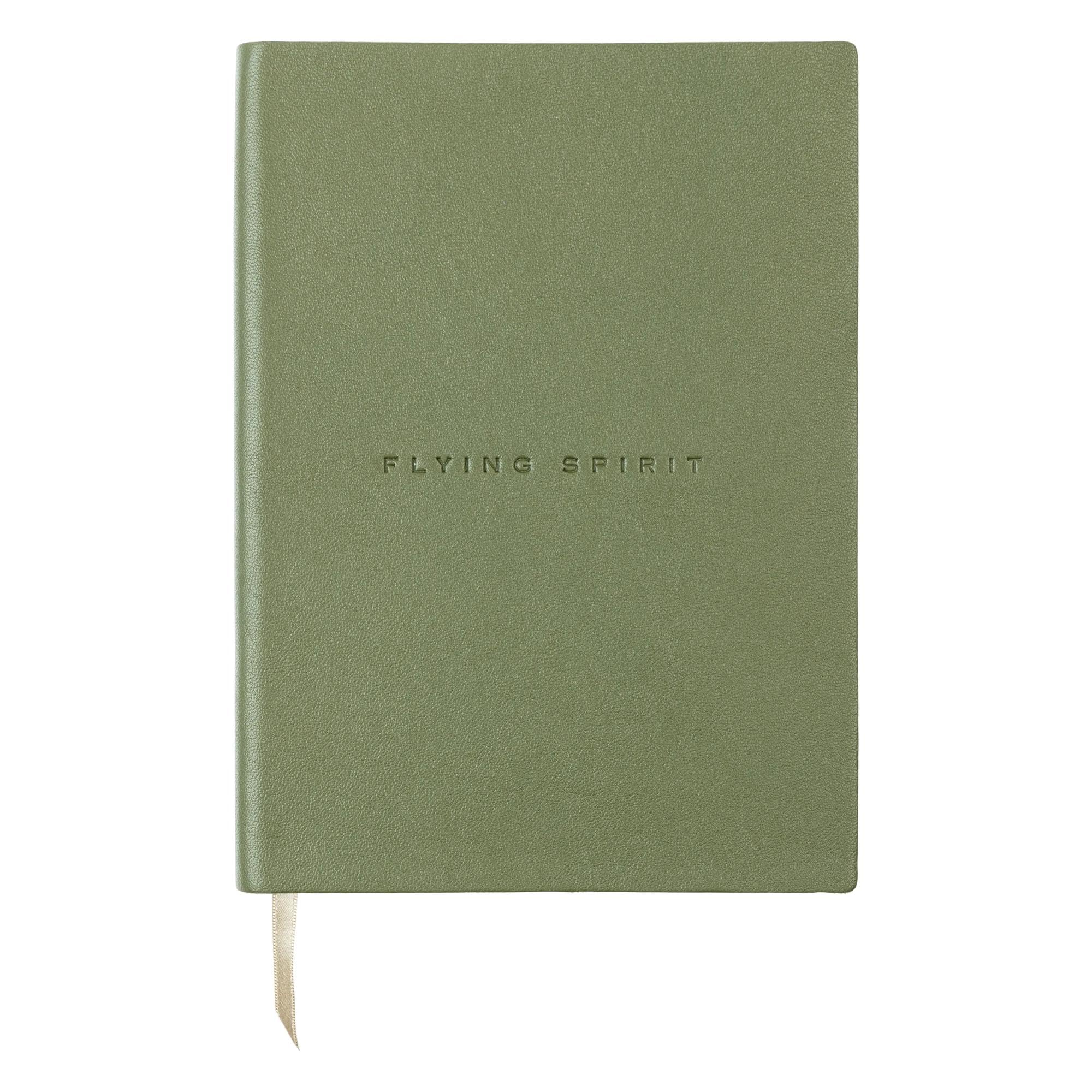 Clairefontaine 107946C - Flying Spirit carnet Cuir Kaki brochure cousue 14,8x21cm 180p ligné Papier Ivoire 90g