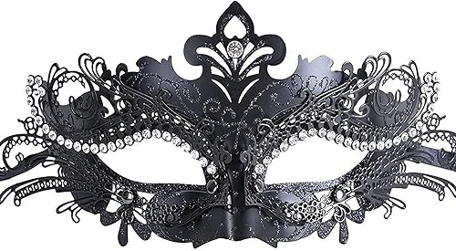 Geek-M Máscaras de metal para mujereshombres, máscara veneciana de Halloween, máscara de Mardi Gras