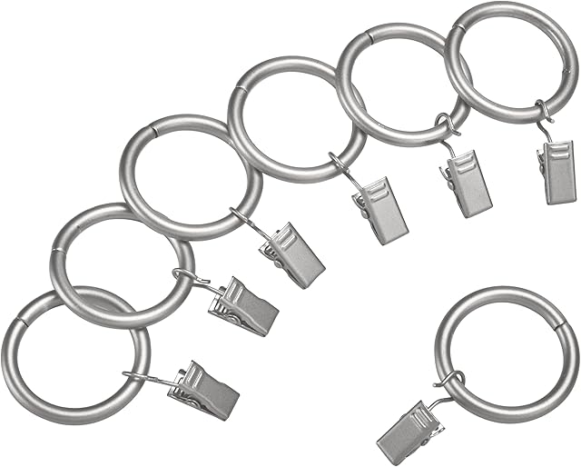 Amazon Basics 2.54-cm Curtain Clip Ring, Set of 7, Nickel