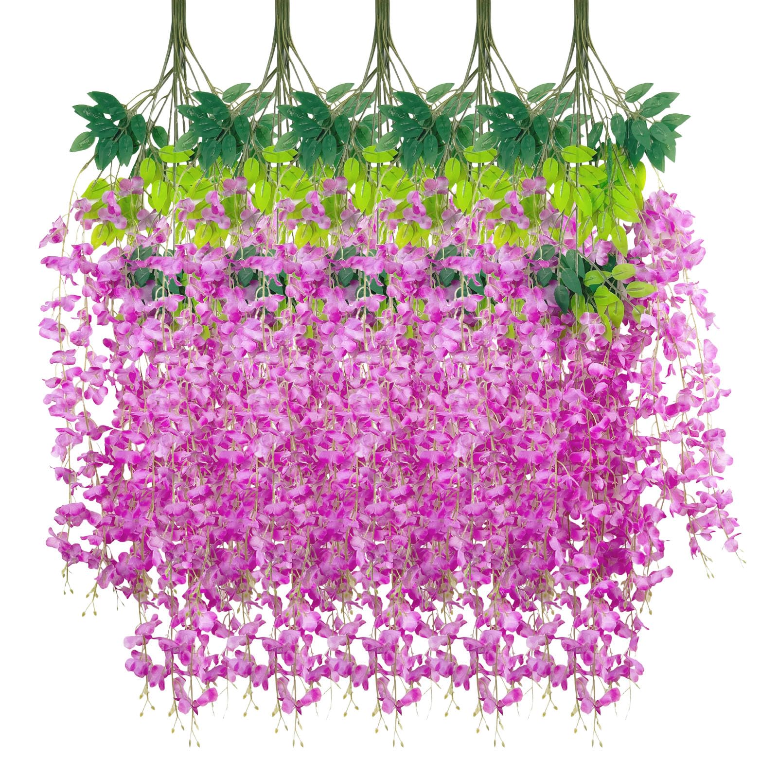 Luerbi 24 Pack Purple Red Wisteria Hanging Flowers Garland, 3.77 Feet Artificial Flower Vines, Fake Wisteria, Artificial Vines Hanging Garland for Backdrop Outdoor Yard Garden Decor