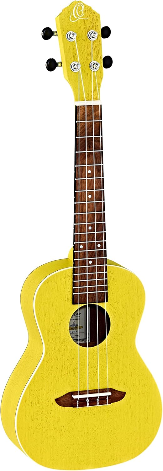 Ortega Guitars, 4-String Earth Series Concert Ukulele, Right, Sun Yellow, Acoustic (RUSUN)