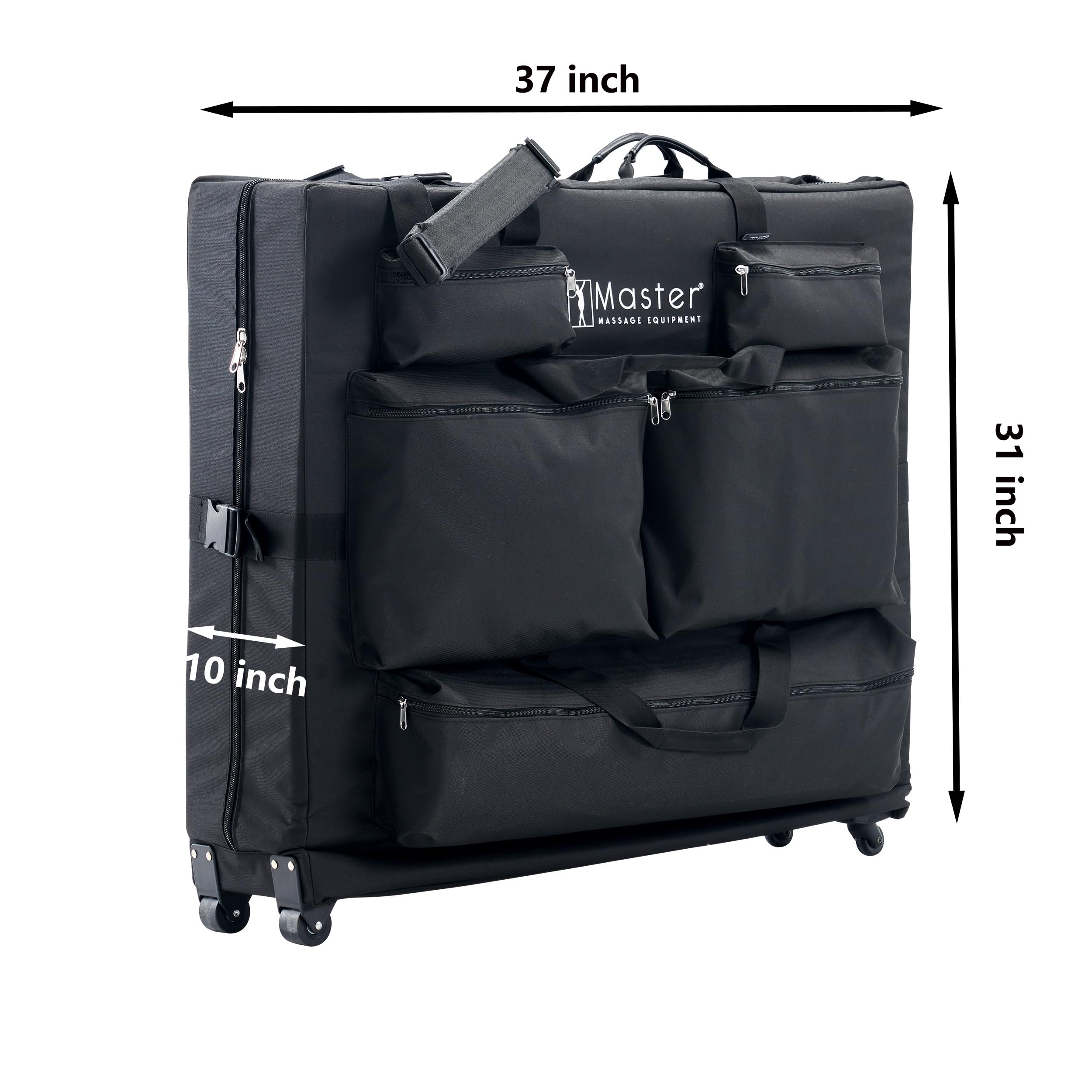 Master Massage Universal Wheeled Carrying Case for Massage Table, 5 Pockets Carrying Bag for Massage Table/Bed, Black