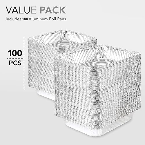 Miniatura 3 de Sartenes de aluminio desechables de 9 x 13 pulgadas (paquete de 100)  Sartenes profundas de mesa de vapor de tamaño medio  Sartenes de papel de
