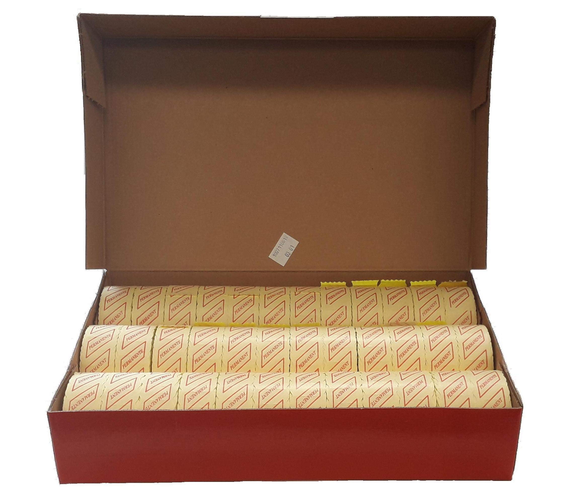 48.600 Etichette Fluorescenti Onda Permanenti Colore Giallo Mm 26x12 per Prezzatrici ad una linea di stampa - Confezione da 36 rotoli