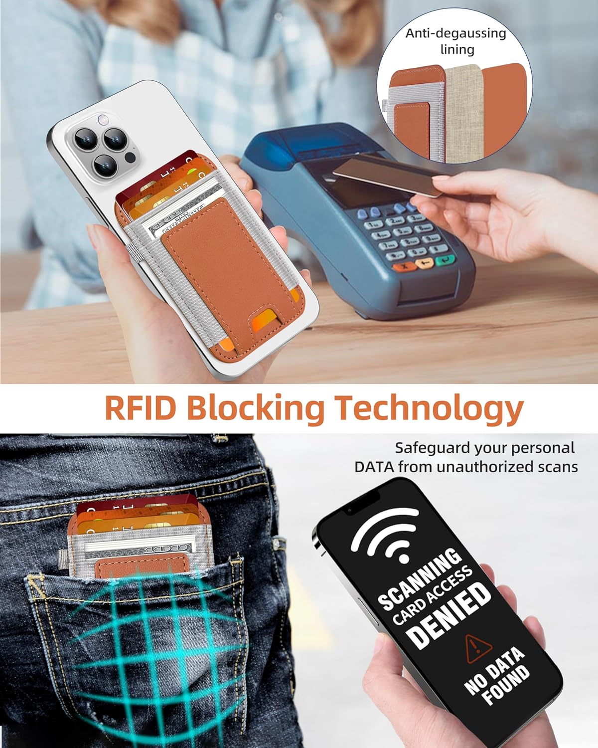 ExtreLife For Magsafe Wallet, Stronger Magnetic Wallet for iPhone 17/16/15/14/13/12 Series, Magnetic Card Holder with 2 Card Slots, Vegan Leather, Max 7 Cards, Slim, Brown - Image 7