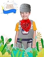 Vista 7 de Juego de 10 piezas de disfraz de conductor de tren para niños, kit de disfraz de ingeniero de tren, bandana y silbato para niños y niñas, Halloween