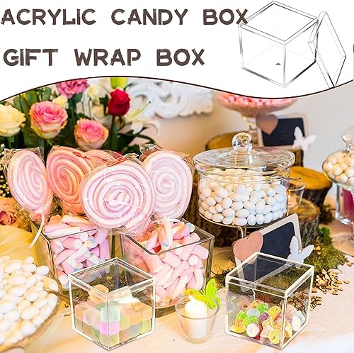Miniatura 6 de Caja de acrílico 4 paquetes de caja transparente con tapa, cubo cuadrado de plástico para exhibir pequeños recipientes transparentes para