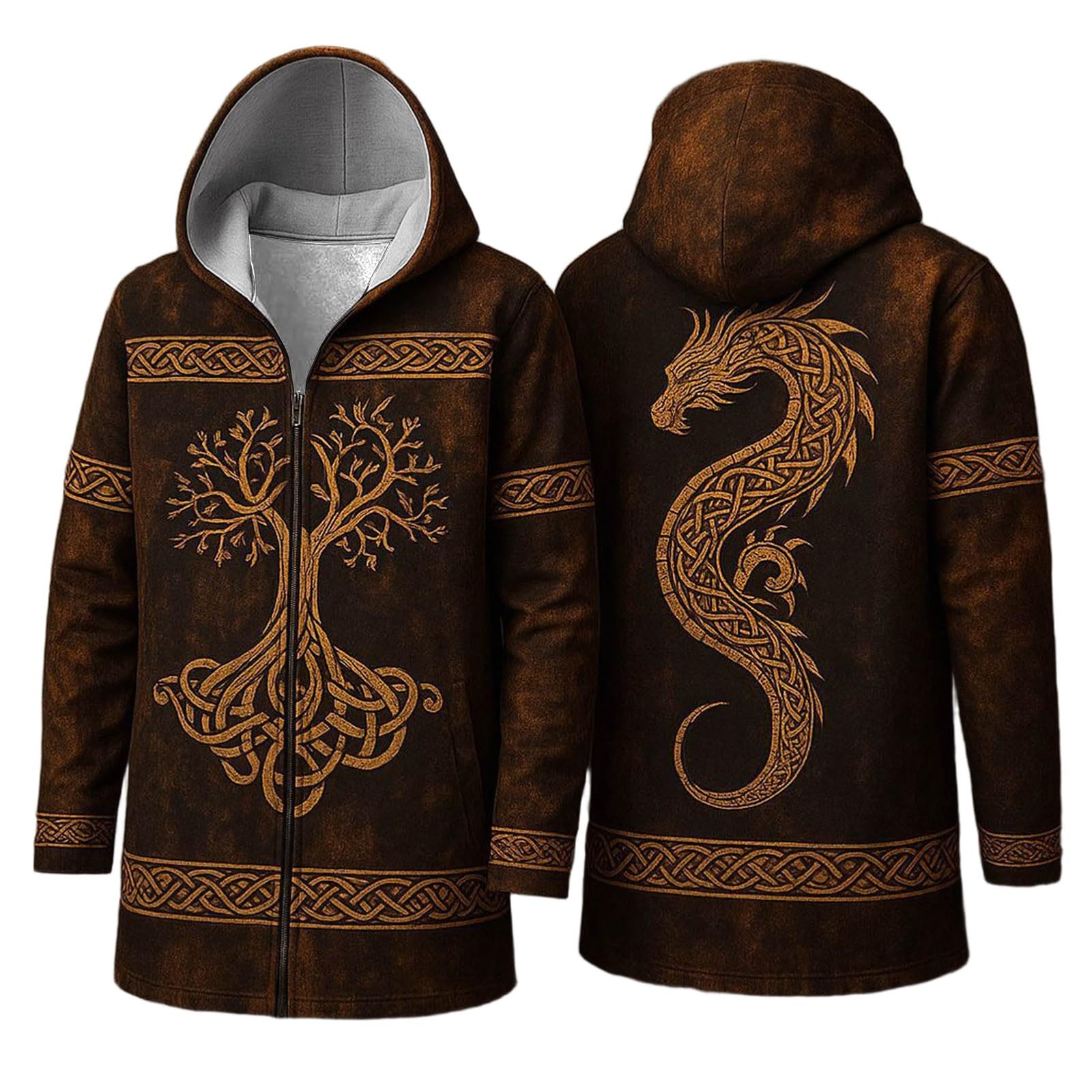 Celanisai Medieval Clothing Men's Halloween Costume Viking Hoodie Hooded Sweatshirt Odin Myth Assassin's Creed Cosplay Coat Scandinavia Cape for Cosplay Carnival Biker Jacket, Z2 Brown, S โ image 1