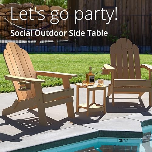 Miniatura 63 de LUE BONA HDPS - Mesa auxiliar para exteriores, pequeñas mesas auxiliares Adirondack para exteriores, mesa auxiliar exterior para patio, porche, Negro