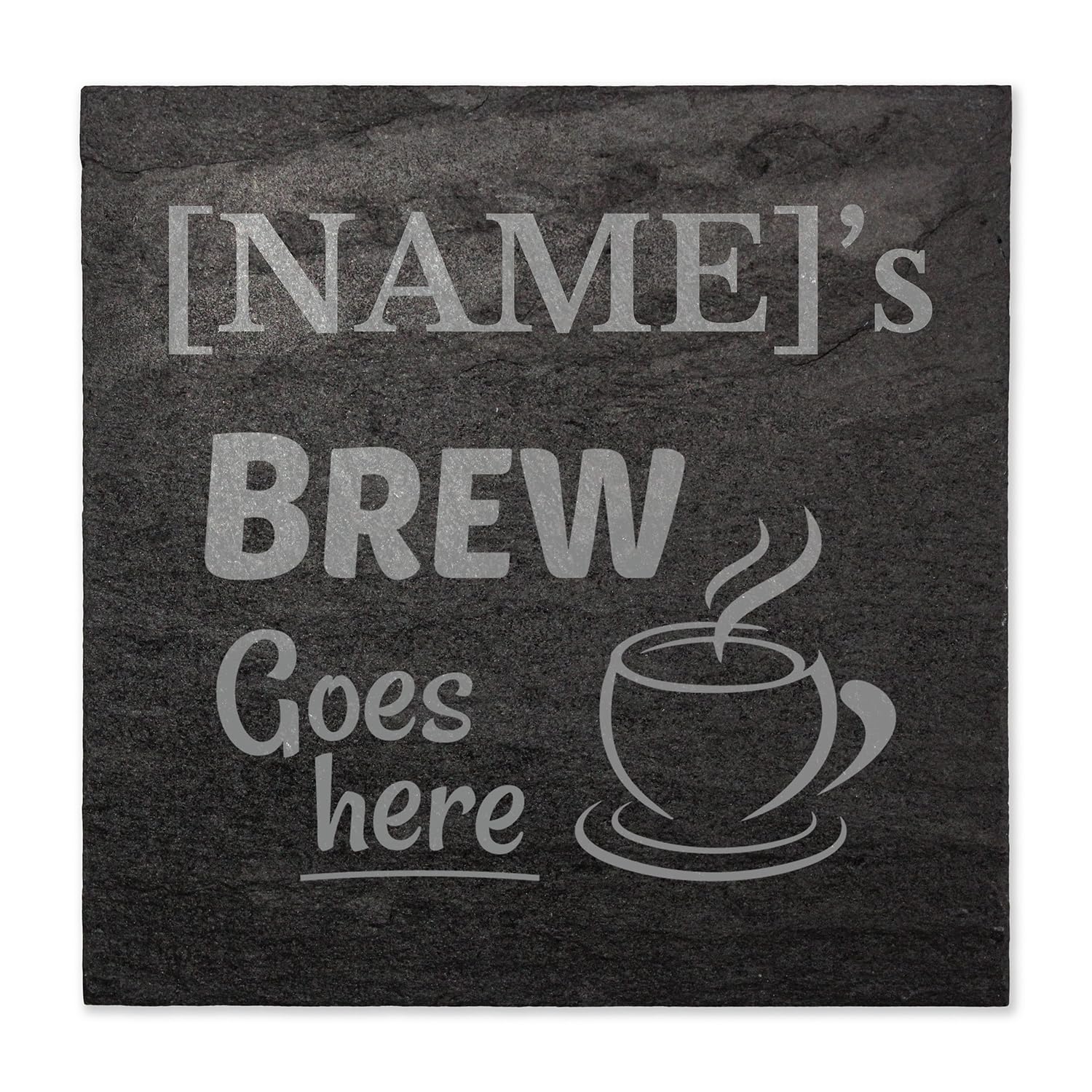 1 Personalised Customised Name Engraved Square Drink Brew Wine Beer Coffee Tea Whisky Goes Here Slate Drinks Coaster Gift Present 100mm X 100mm Primary Teaching Services (Smooth Finish)