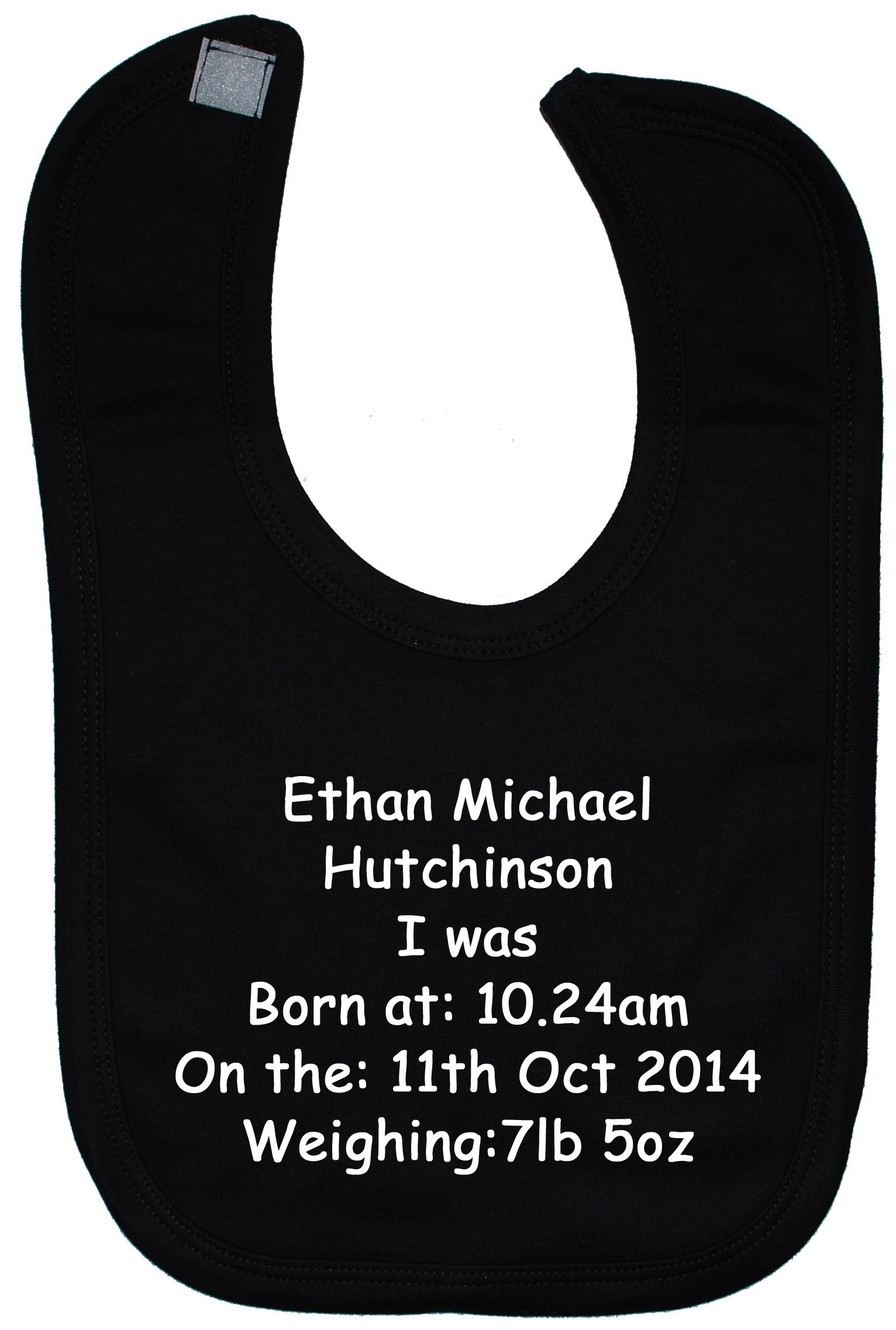 Acce Products Personalised With Name, Time, Date of Birth & Weight Baby Feeding Bib Touch Attached 0 to approx 3 Years