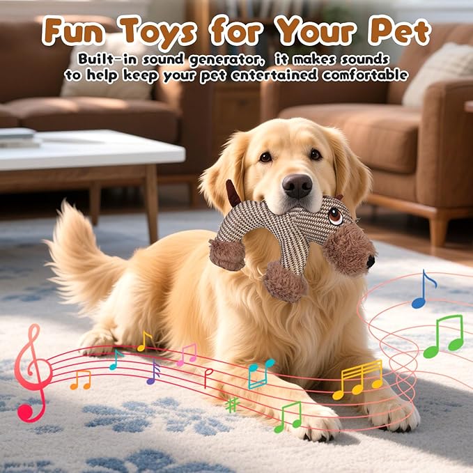 Juguete mordible de lino con sonido para perros pequeños y medianos miniatura 3