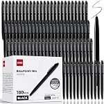 Deli Stylos en vrac, 100 Pack stylos à bille rétractables, 1.0MM Encre noire, écriture lisse, pas de saignement, poignée confortable pour la maison, Bureau & Utilisation scolaire
