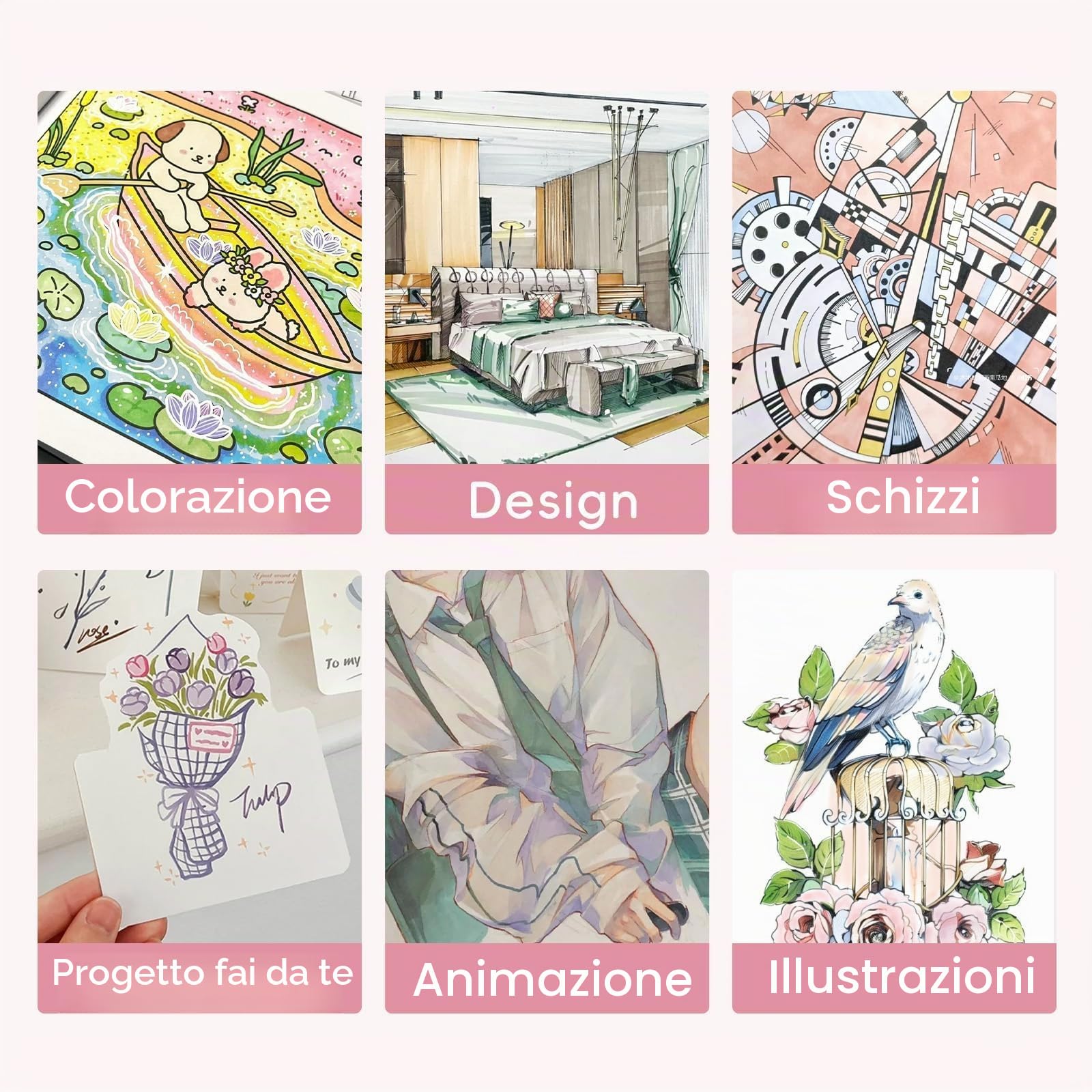 Arrtx Pennarelli ad alcol ALP 66 colori pastello, a scalpello e a punta fine, pennarelli artistici professionali per artisti adulti, colorare, disegnare, illustrazioni