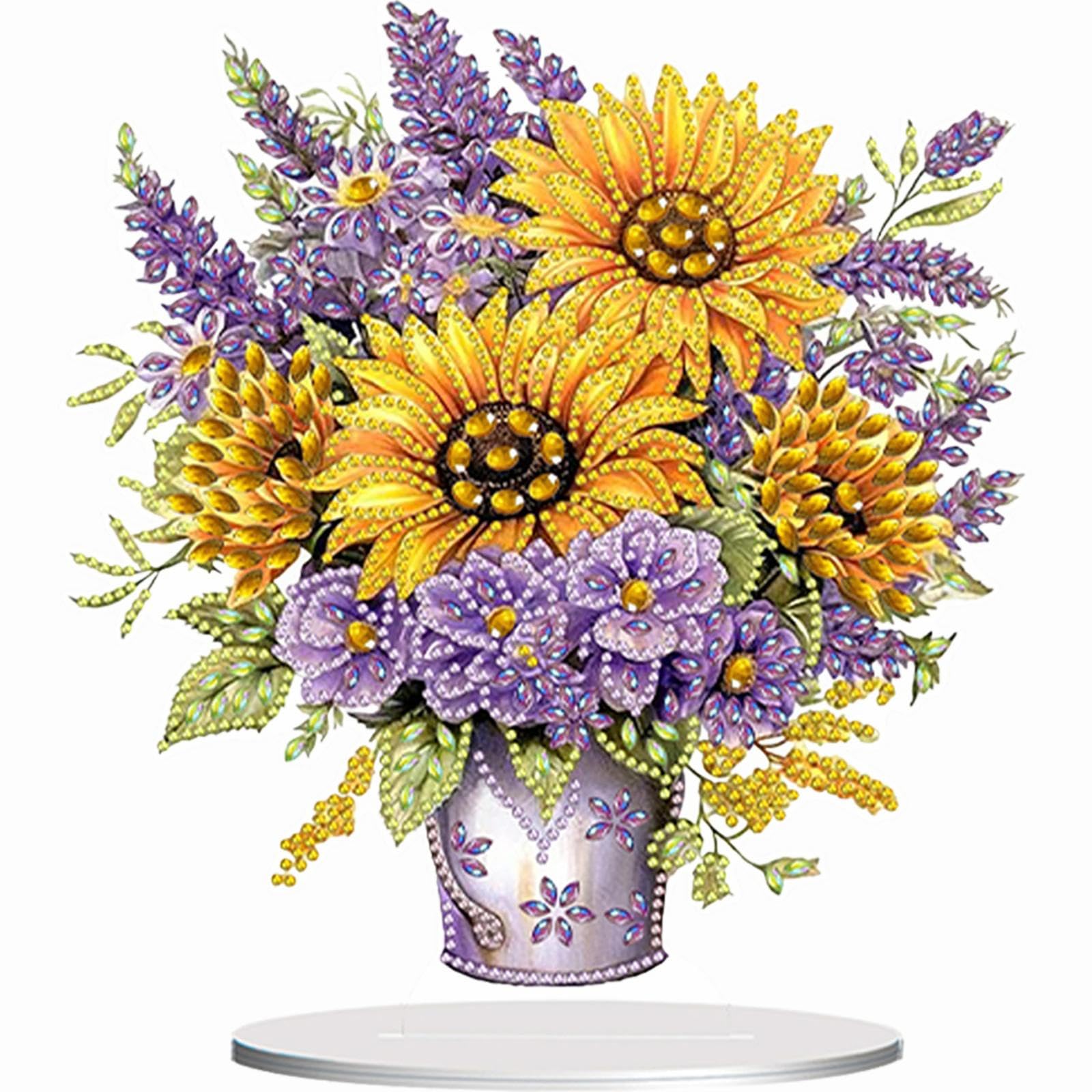 Flower Bouquet Table Top Diamond Painting Ornament Kits Colorful 5D DIY Diamond Art Tabletop Decorations Diamond Painting Desktop Decorations for Home Office Desktop Decor