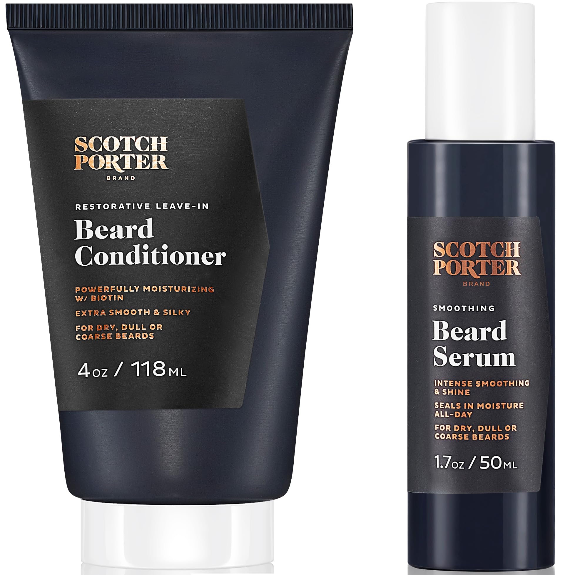 Scotch PorterLeave-in Beard Conditioner and Smoothing Beard Serum for Men | Formulated with Non-Toxic Ingredients, Free of Parabens, Sulfates & Silicones | Vegan |Leave-in 4oz, Serum 1.7oz