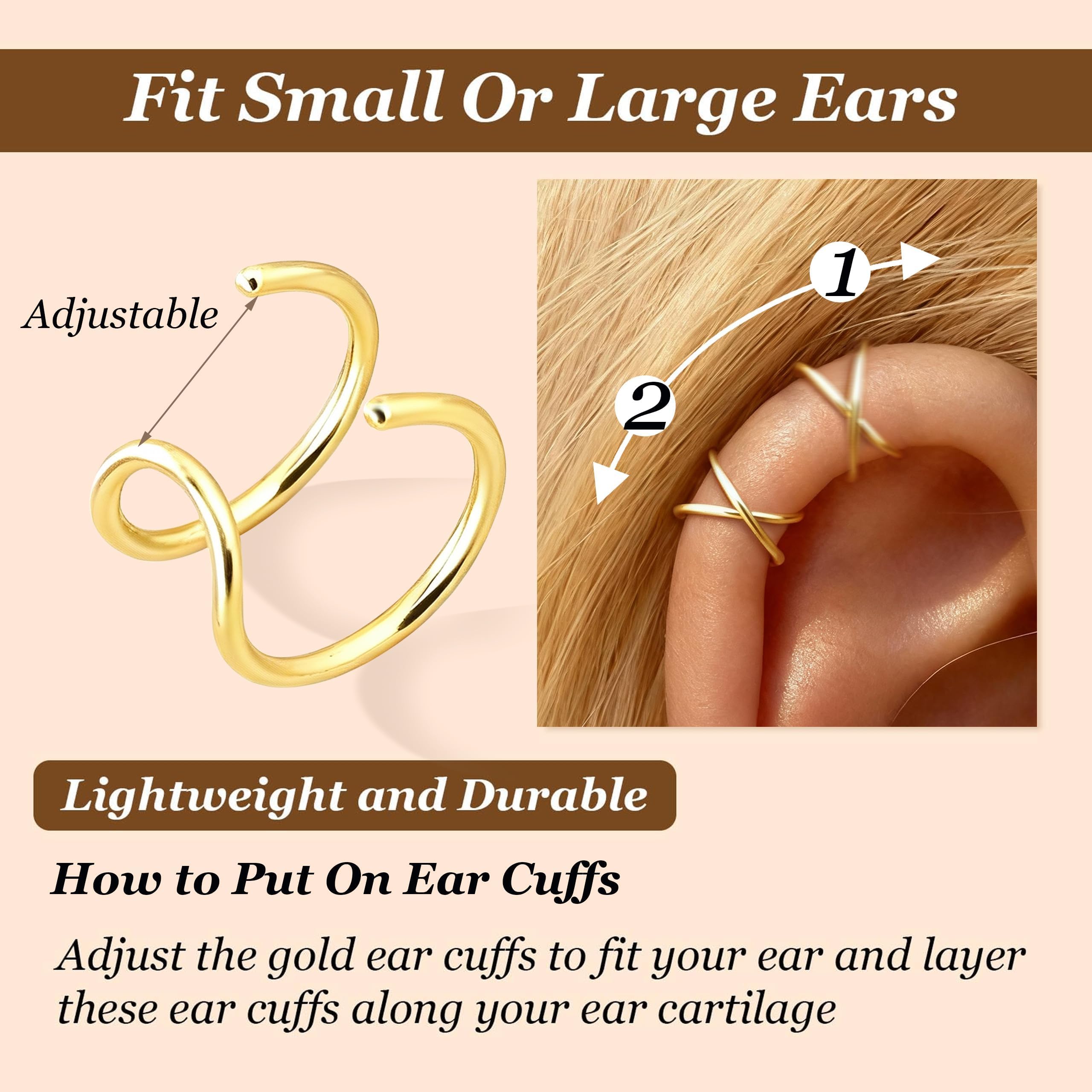 Ear Cuffs Non Piercing Ear Cuff Earrings for Women Trendy Clip on Cartilage Earring Stacks Non Pierced Fake Earrings Jewelry Birthday Christmas Gifts Stocking Stuffers
