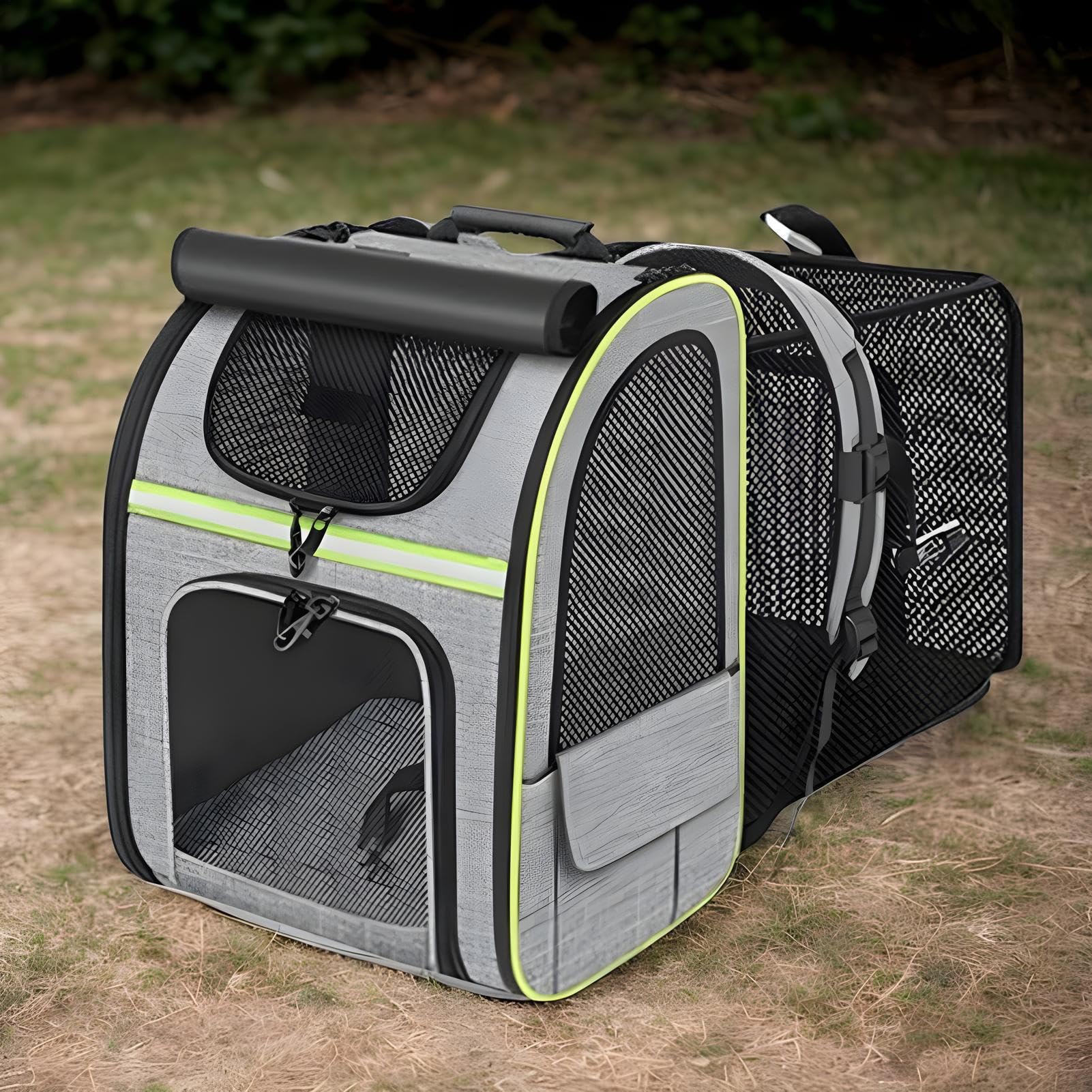 Transportín para Mascotas En Mochila Transportín para Viajes con Gatos | Bolsa Transporte Mascotas Plegable Aireada Para Viaje Camping Senderismo Moto