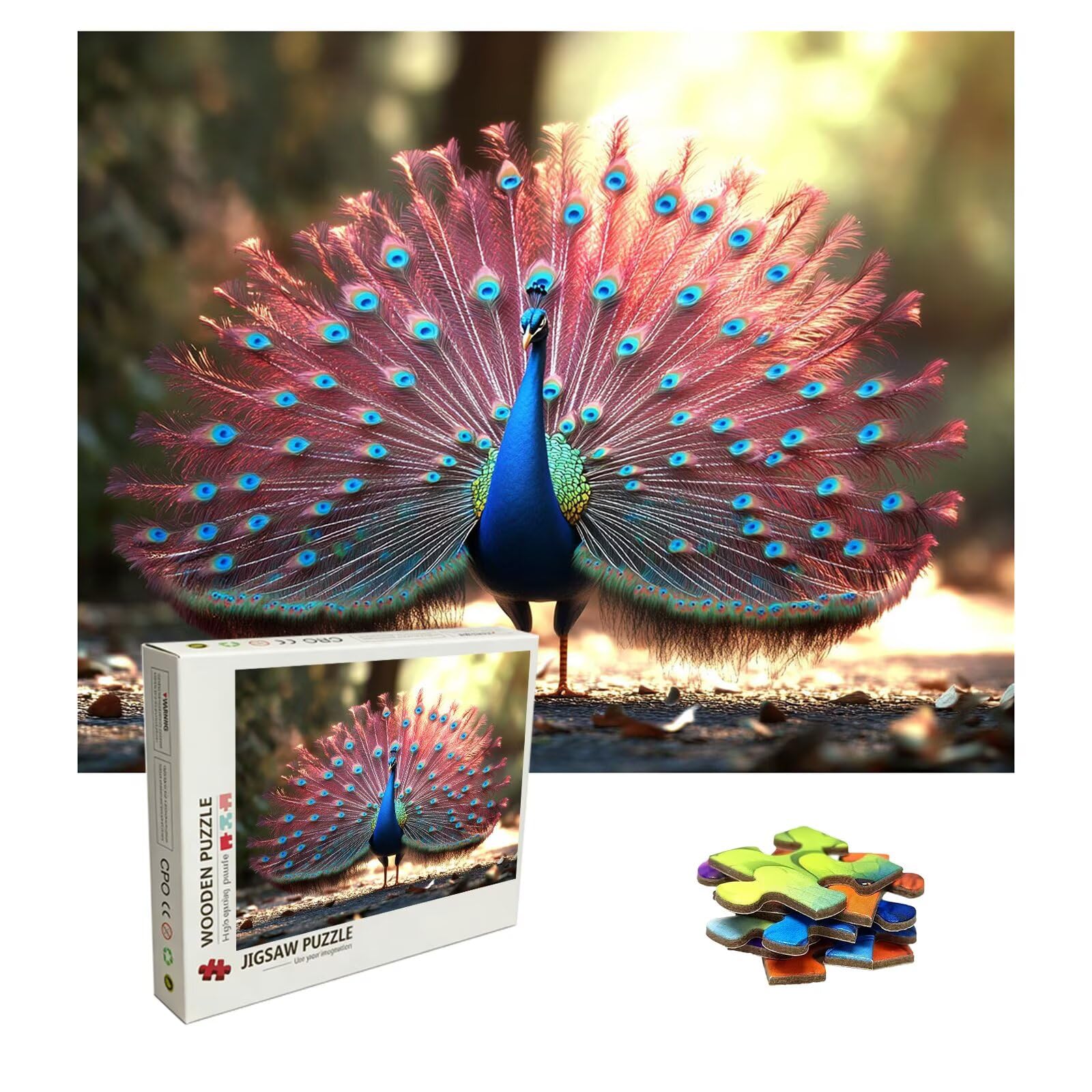 Puzzle 2000 Teile Tier, Holzpuzzle Erwachsene, Klassisches Lernspiel Puzzle Pfau, Groß Impossible Jigsaw Puzzles, Wunderschönes Deko Puzzes und Geschenke, Bastelset Erwachsene 99.5 X 70.5cm 8p-125