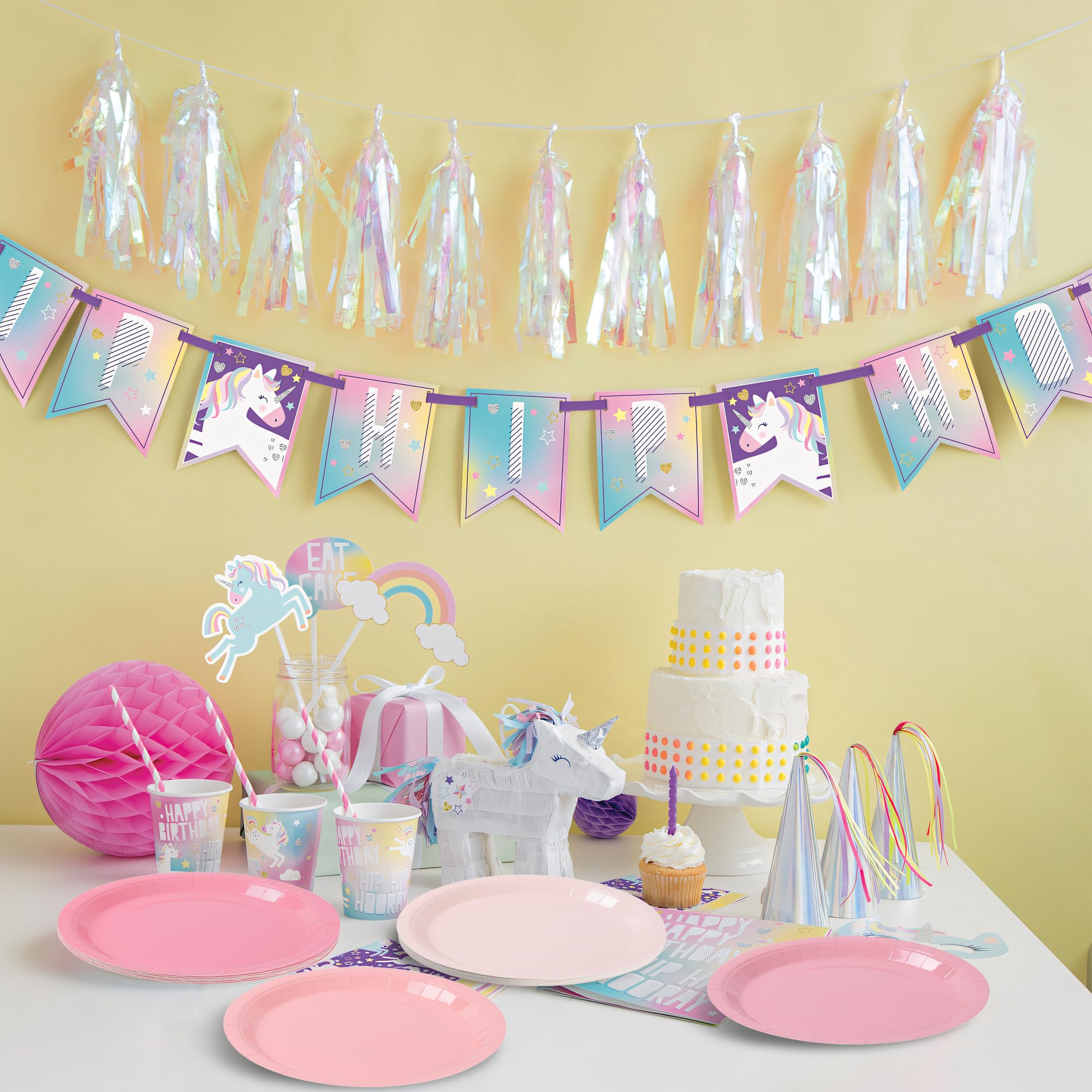 AimFun Platos de papel rosa degradado, platos de fiesta de 9 pulgadas, platos desechables de cumpleaños pastel, platos redondos de postre para boda, bebé, despedida de soltera, suministros de fiesta,