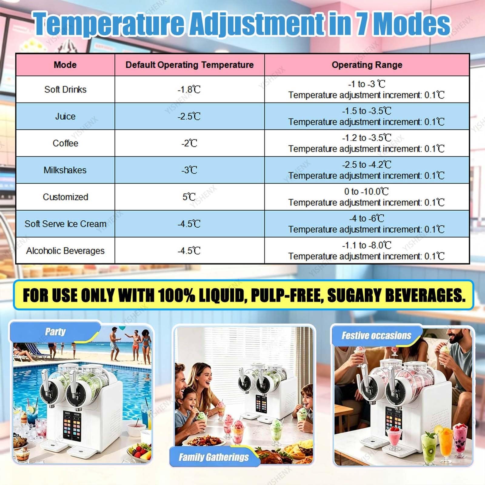 Máquina Comercial Para Granizados, Dispensador De Bebidas Congeladas Con Doble Depósito Y 7 Programas Preestablecidos, Enfriamiento Rápido De 430 W, Para Cocinas Domésticas, Bares(Black)