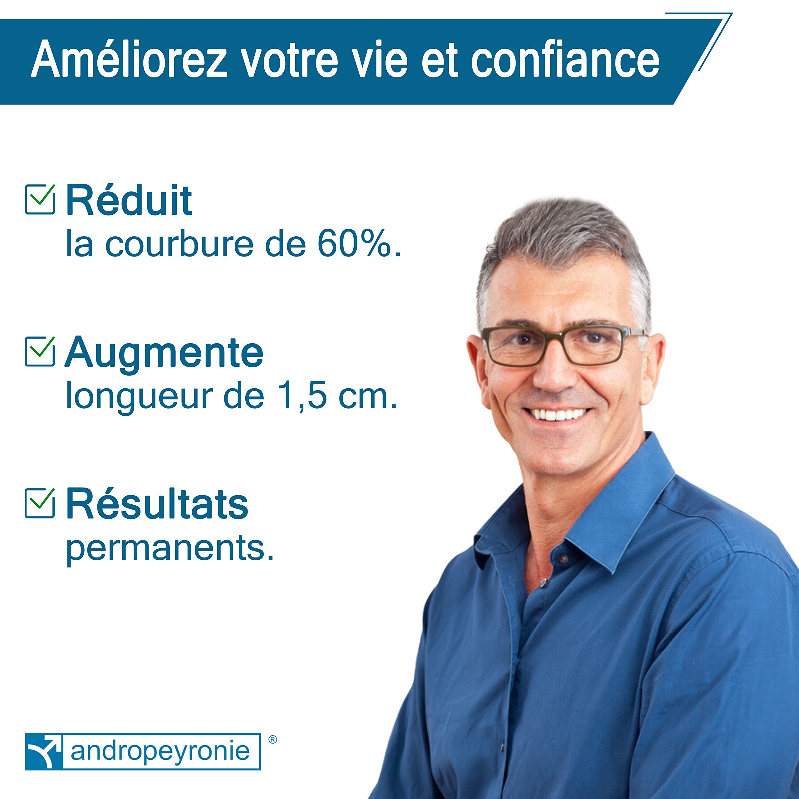 Andropeyronie, Extenseur de Pénis Médical pour la Maladie de La Peyronie et Pénis Courbé ou Dévié. Traitement de Correction de la Courbure du Pénis