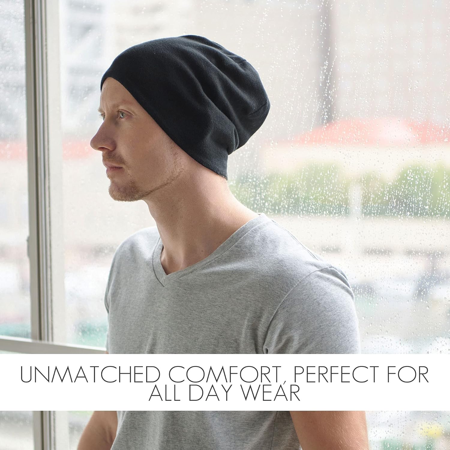 CHARM Organic Cotton Reversible Beanie - Made in Japan Slouchy Warm Knit Chemo Cap Mens & Women Hat Navy : Clothing, Shoes & Jewelry